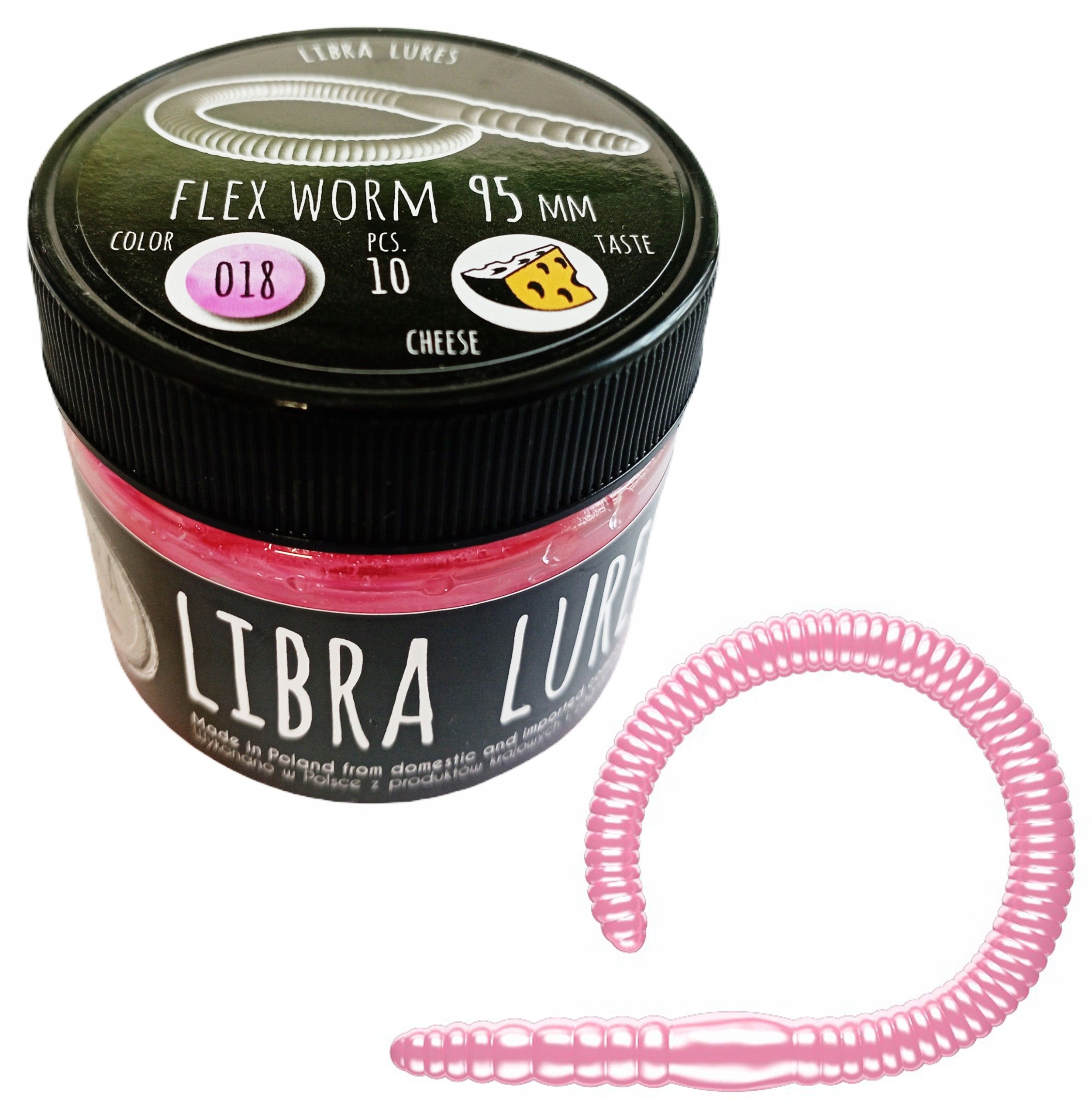 Libra Lures Flex Worm 9,5cm 018 Pink Pearl Kryl Smak: Kryl, Długość (cm): 9