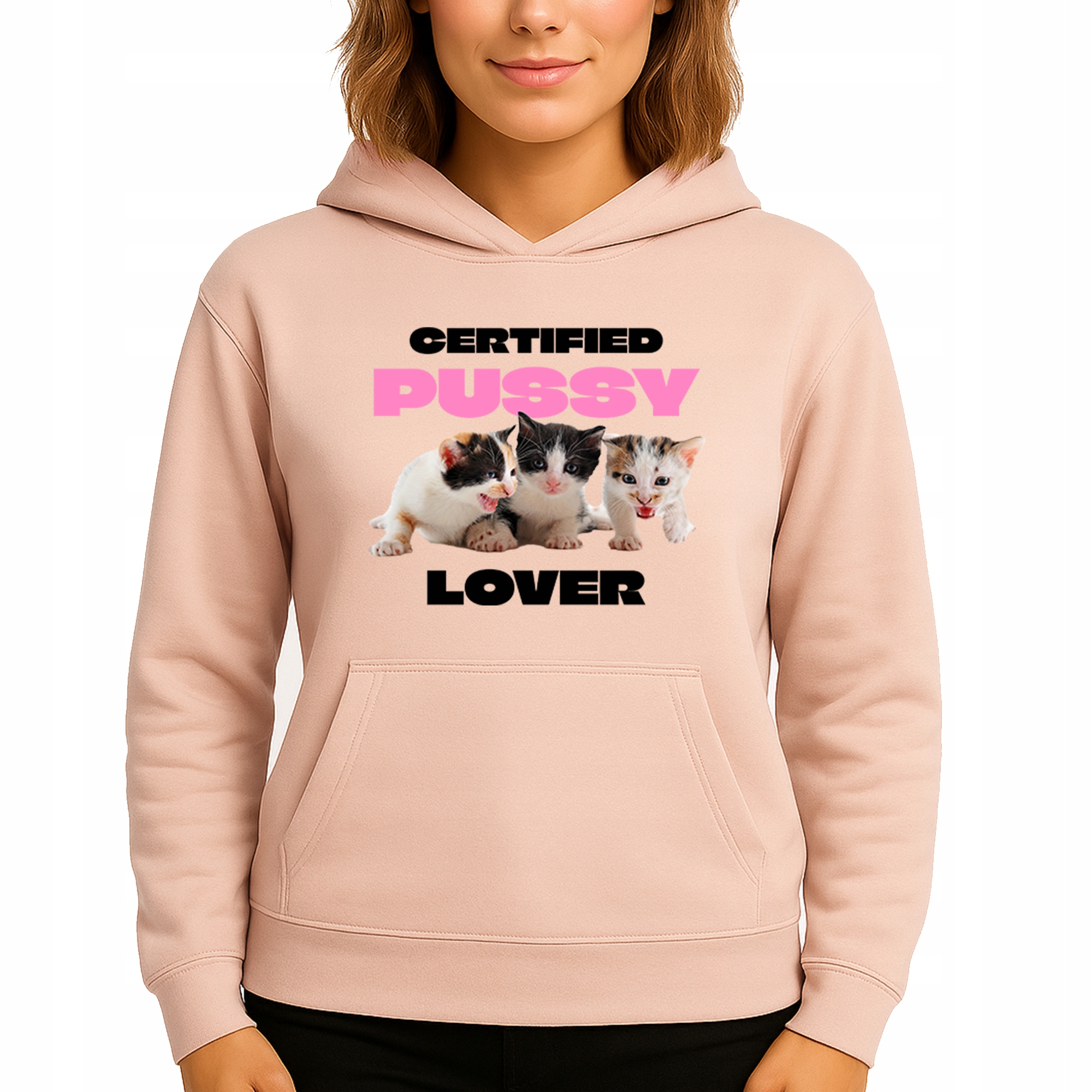 Mikina S Kapucí Broskvová bavlněná mikina Módní Lover Vel M