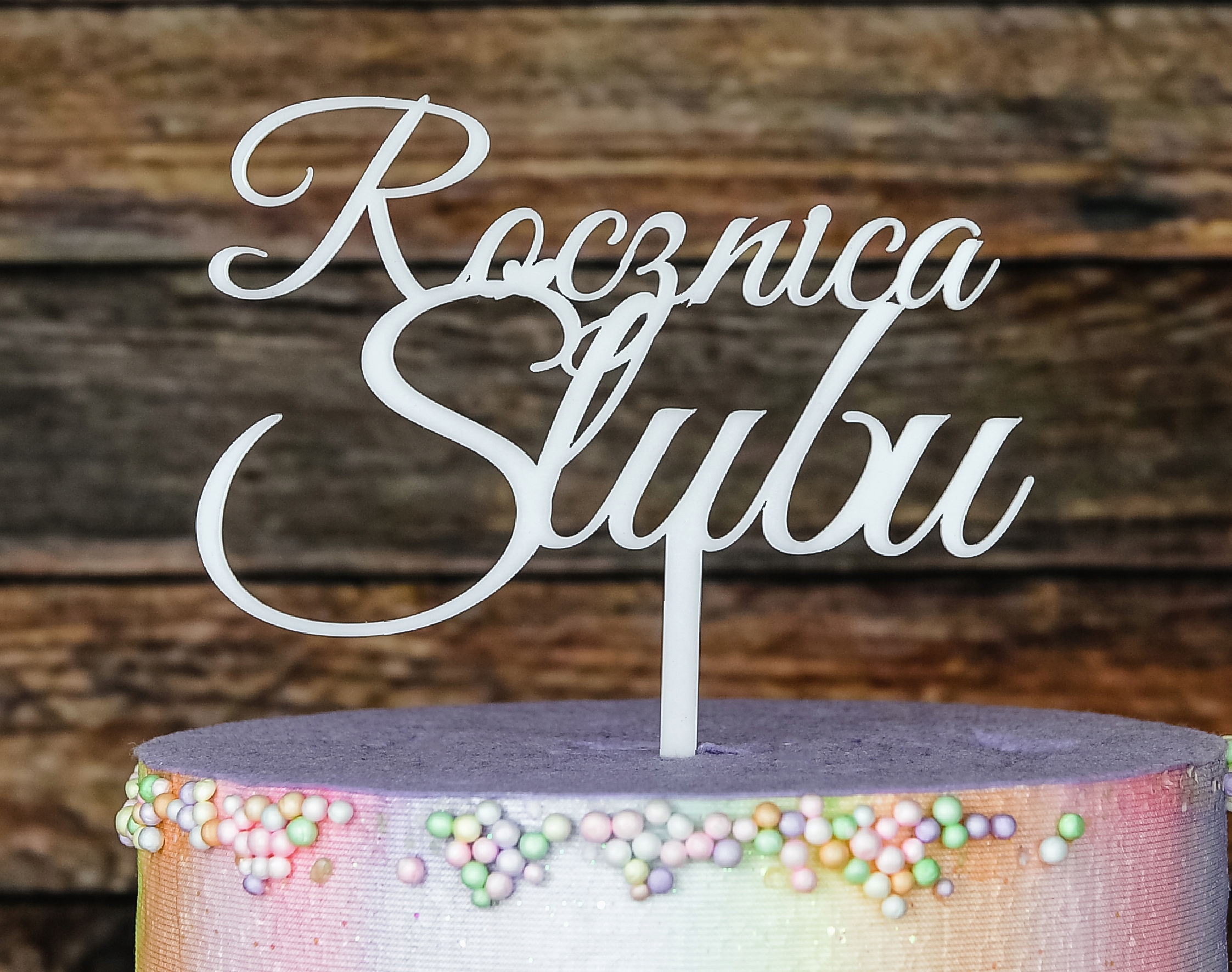 Topper biały na tort Rocznica Ślubu TUB-41 Marka Dekor Laser