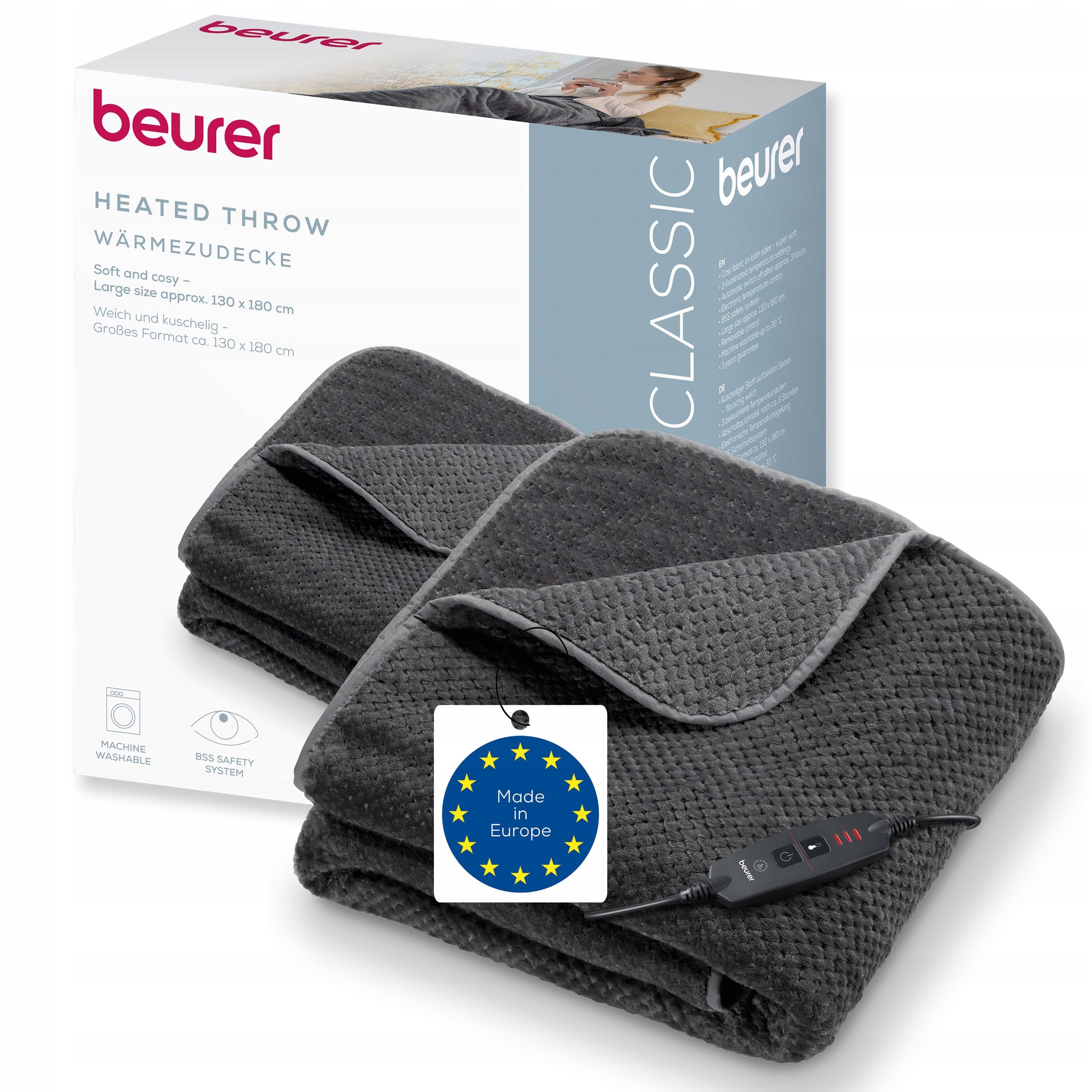 Koc elektryczny Beurer Hd 65 szary 3 poziomy temperatury