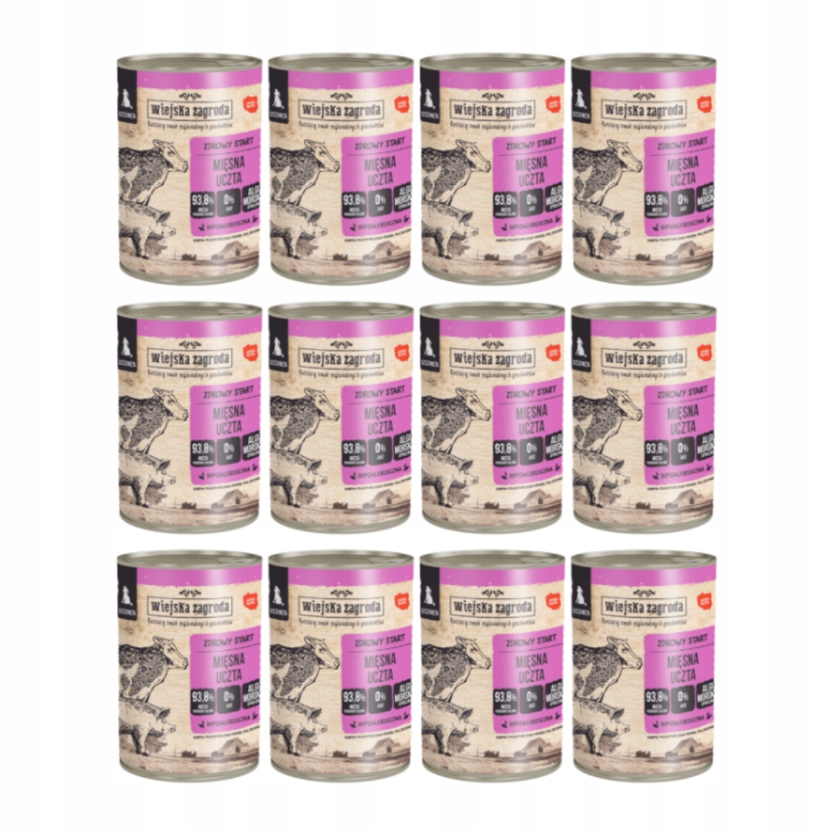 Wiejska Zagroda Mięsna Uczta 12 x 400g Dla Szczeniąt