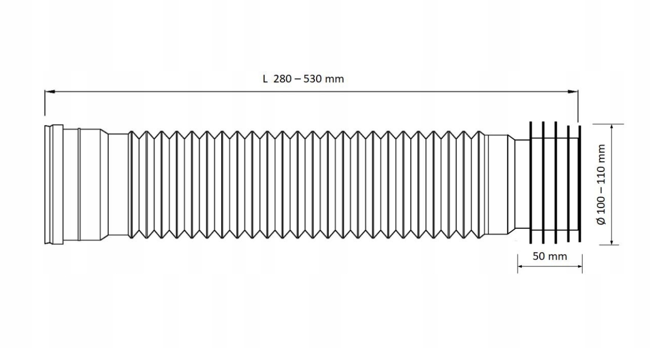 Przyłącze elastyczne do WC fi110mm, dł.280-530mm