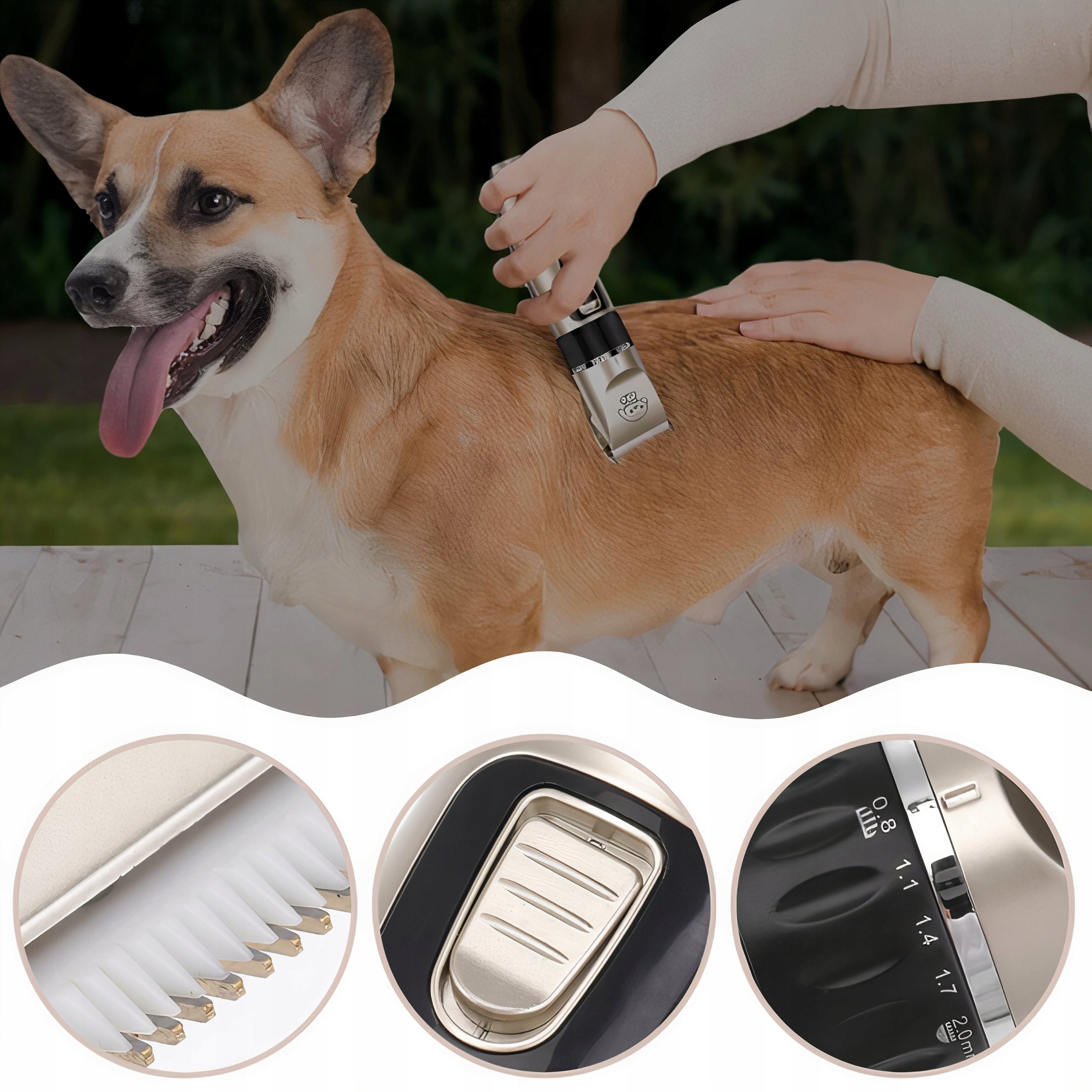 MASZYNKA DO STRZYŻENIA PSÓW PSA KOTA ZWIERZĄT ZESTAW CICHA PROFESJONALNA Zasilanie akumulatorowe