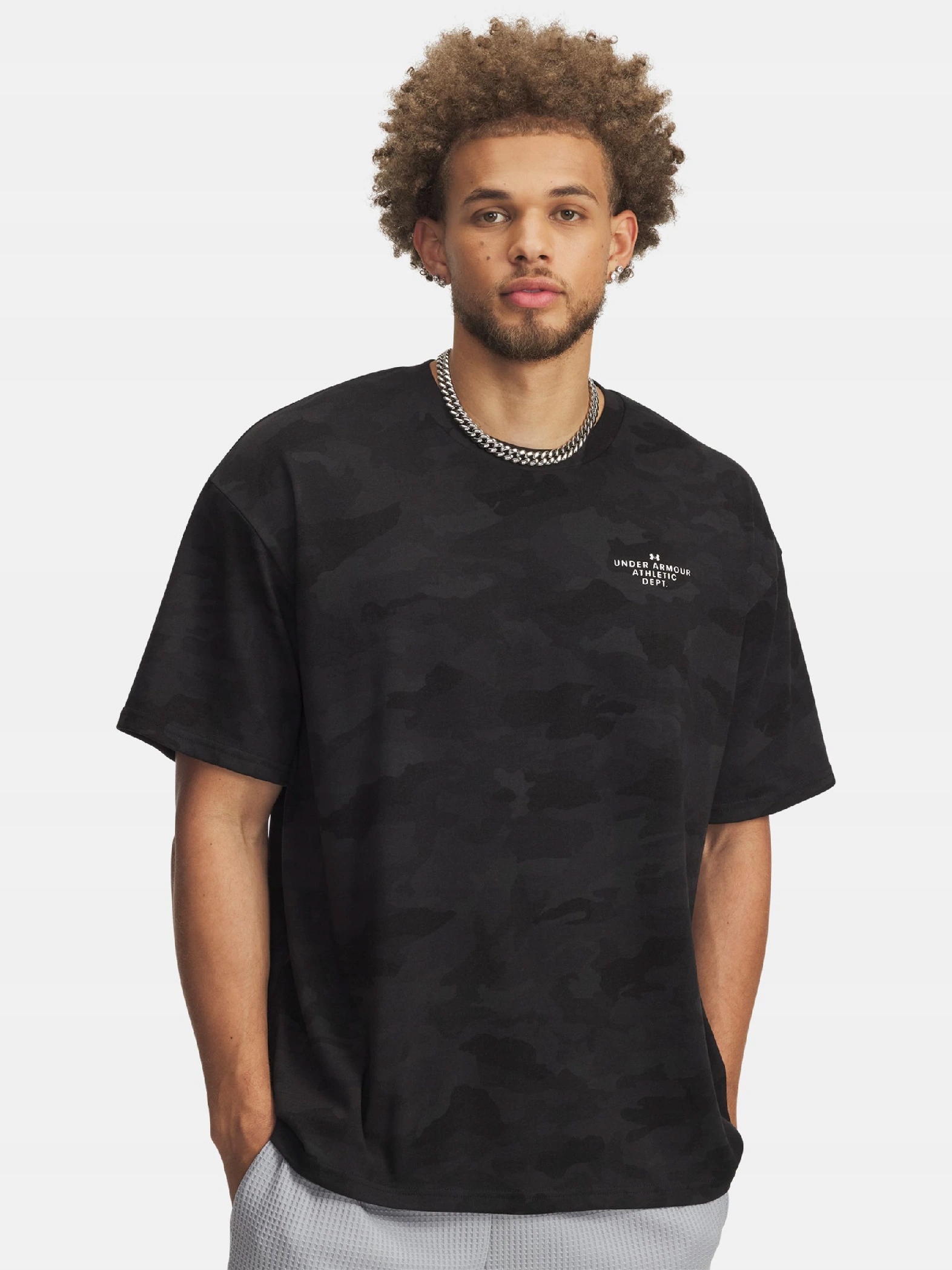 Pánské triko Under Armour Ua Hwt Athletic Dept Aop Ss černé 6005655-001