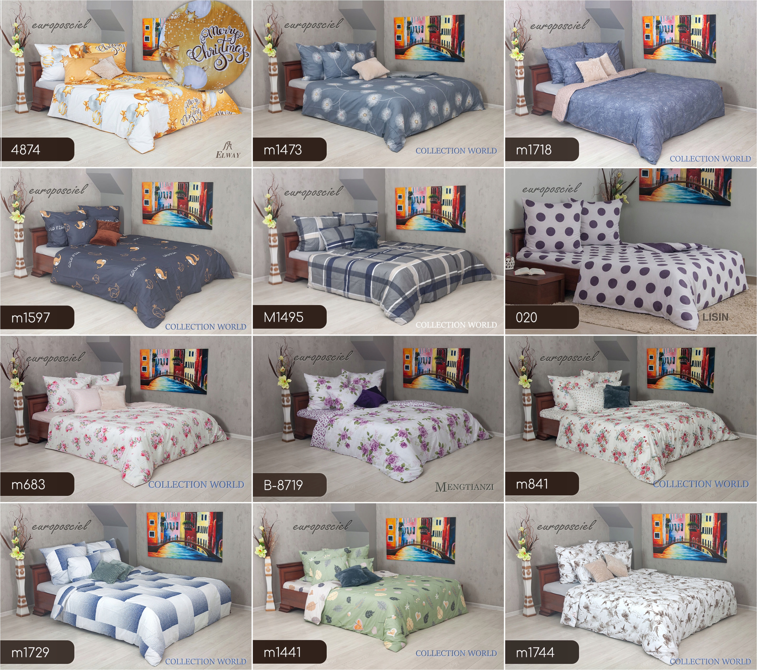 Pościel ELWAY 160x200 Bawełna Satynowa NOWE WZORY Wymiary kołdry 160x200cm