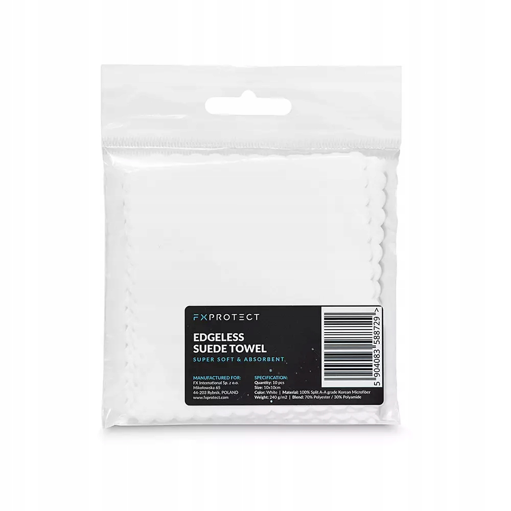 Fx Protect Edgeless Suede Towel White 10x10cm 10 szt. mikrofibra do aplikac