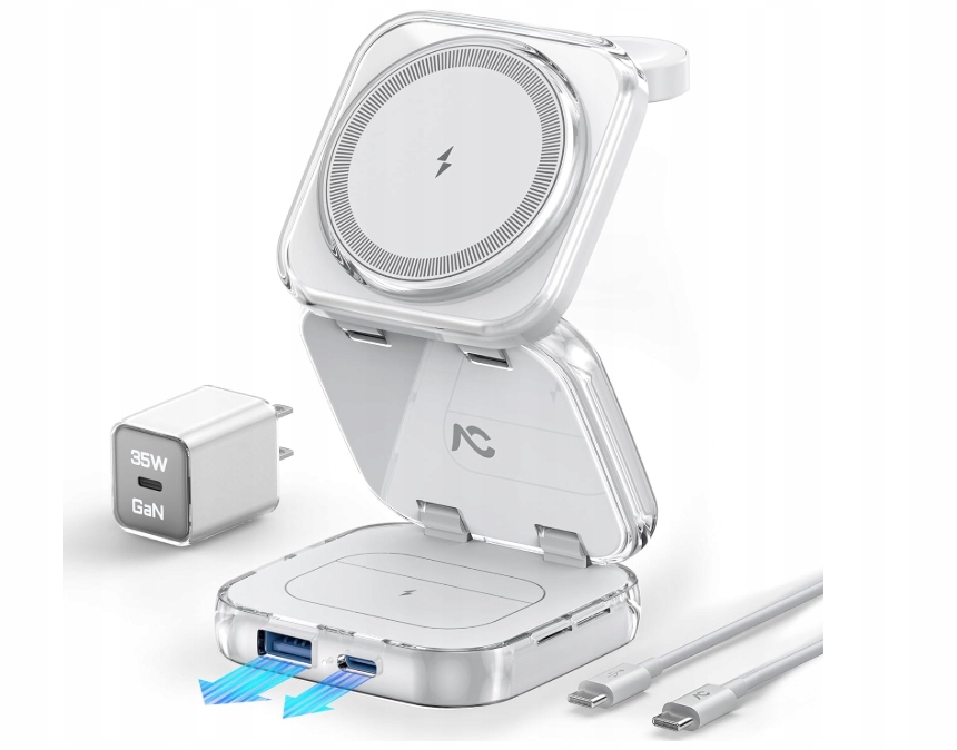 Bezdrátová nabíječka 5v1 MagSafe, nabíjecí stanice Ac Island, 15 W