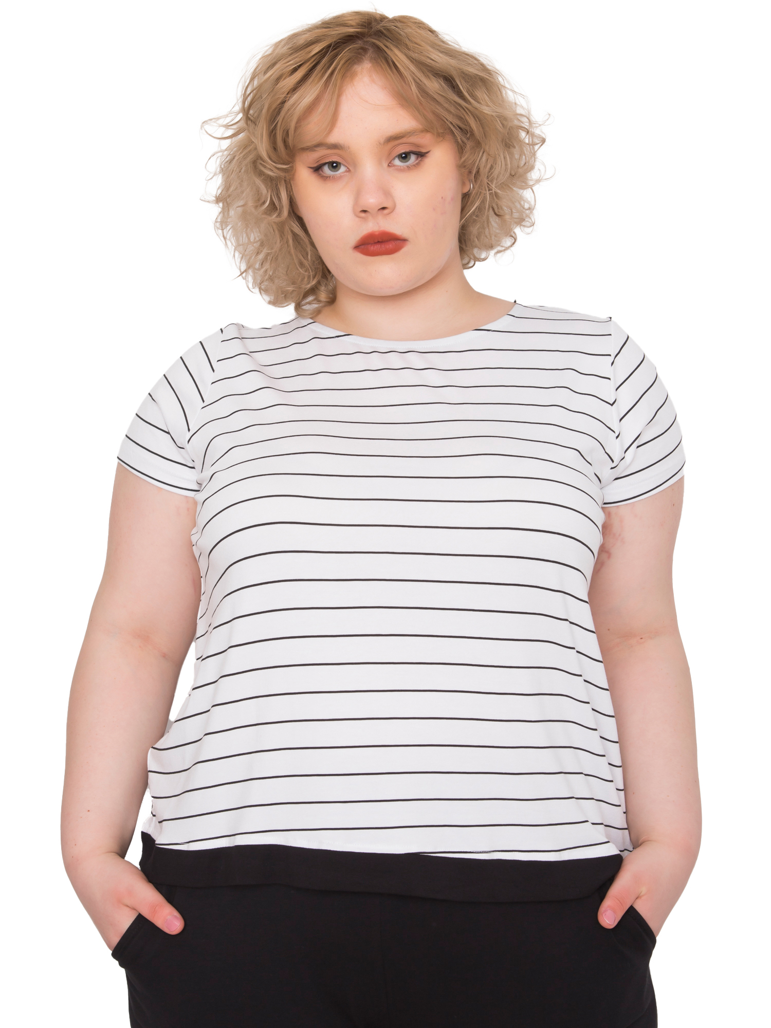 

Stylowa Bluzka damska w paski Plus Size - 2XL