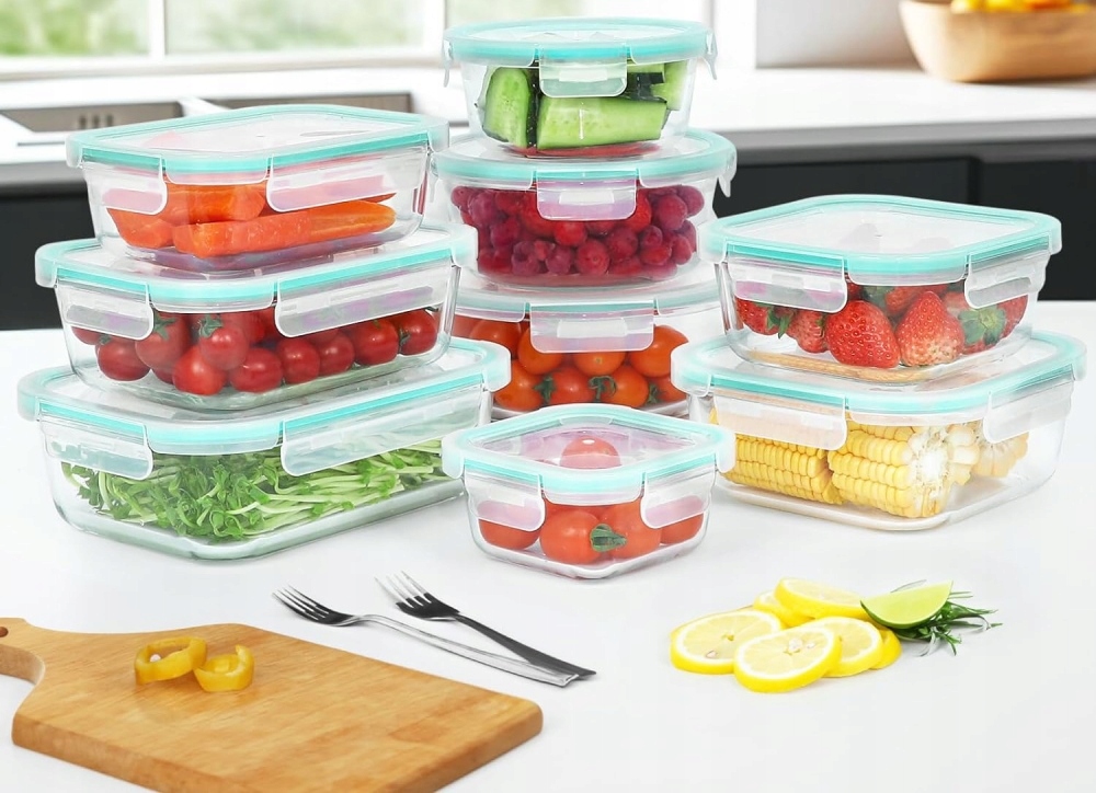 9X SZKLANE POJEMNIKI NA ŻYWNOŚĆ 9SZT Pojemnik Lunchbox DO LODÓWKI MIKROFALI Kod producenta GH 1110