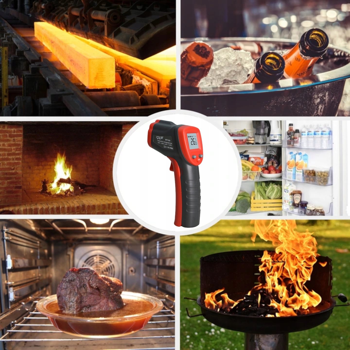 Pirometr termometr laserowy bezdotykowy -50 +380°C Zakres pomiaru temperatury od -50 do 380°C