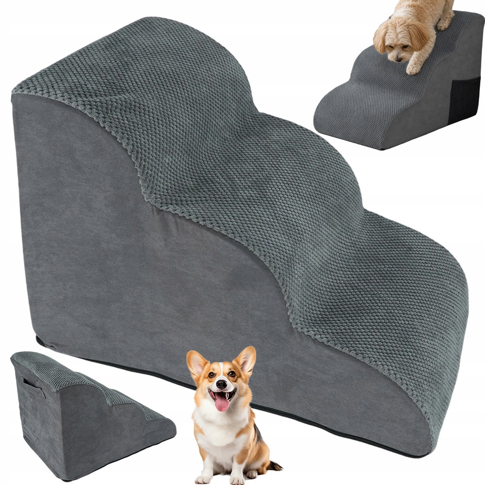 Protiskluzové Schody Pro Zvířata Na 3 Podlažích 60T X 40B X 40H CM, Šedá Barva
