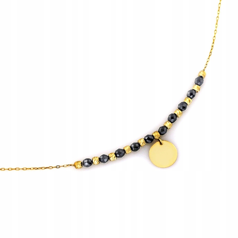 ZŁOTY NASZYJNIK KÓŁKO KÓŁECZKO HEMATYTY ŚLUB 45 cm