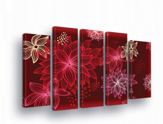 Obraz 150x100 modulárny kvety abstrakcia červená ružová dekorácia na stenu