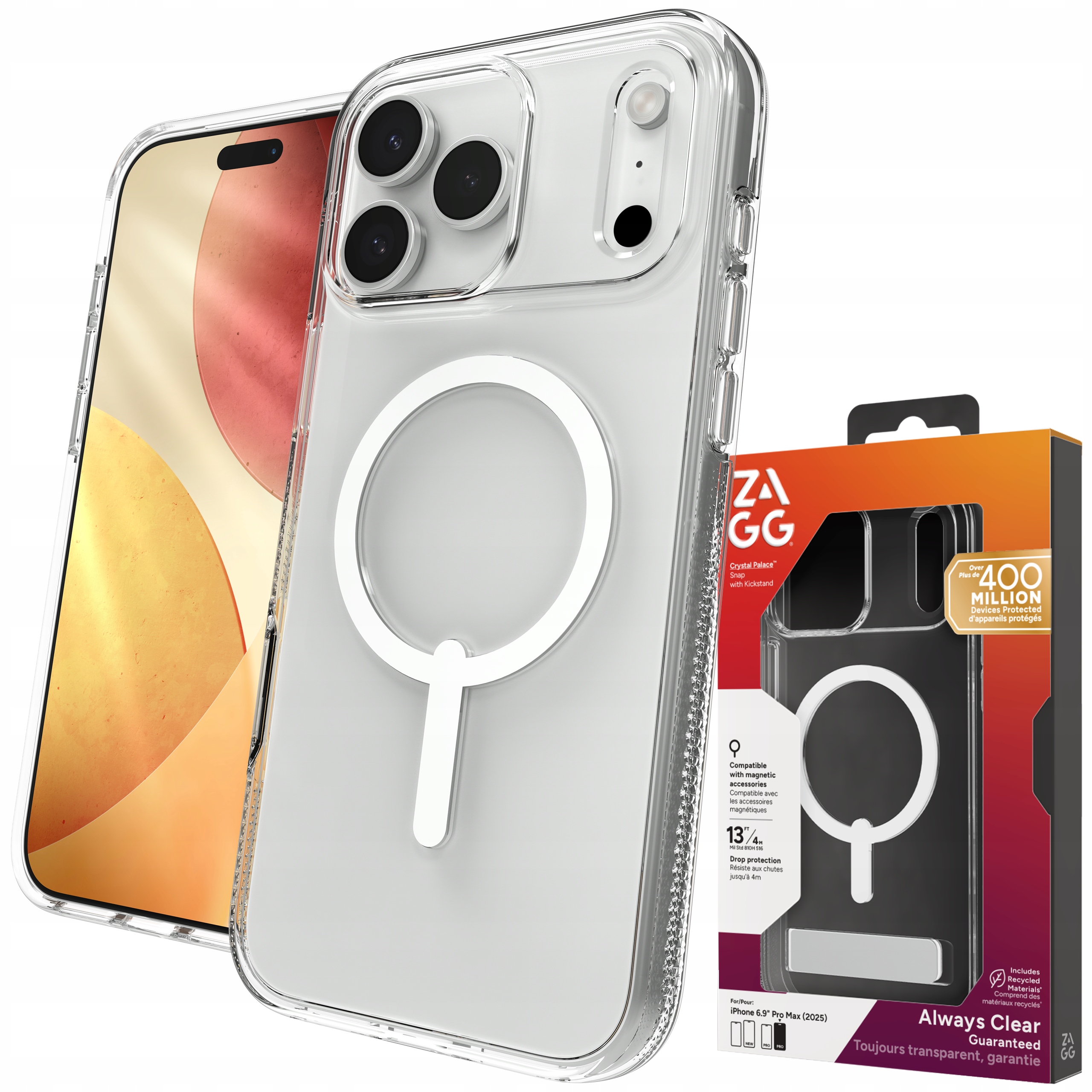 Zagg Crystal Palace Snap Kickstand Case Pouzdro MagSafe pro iPhone 17 Pro Max