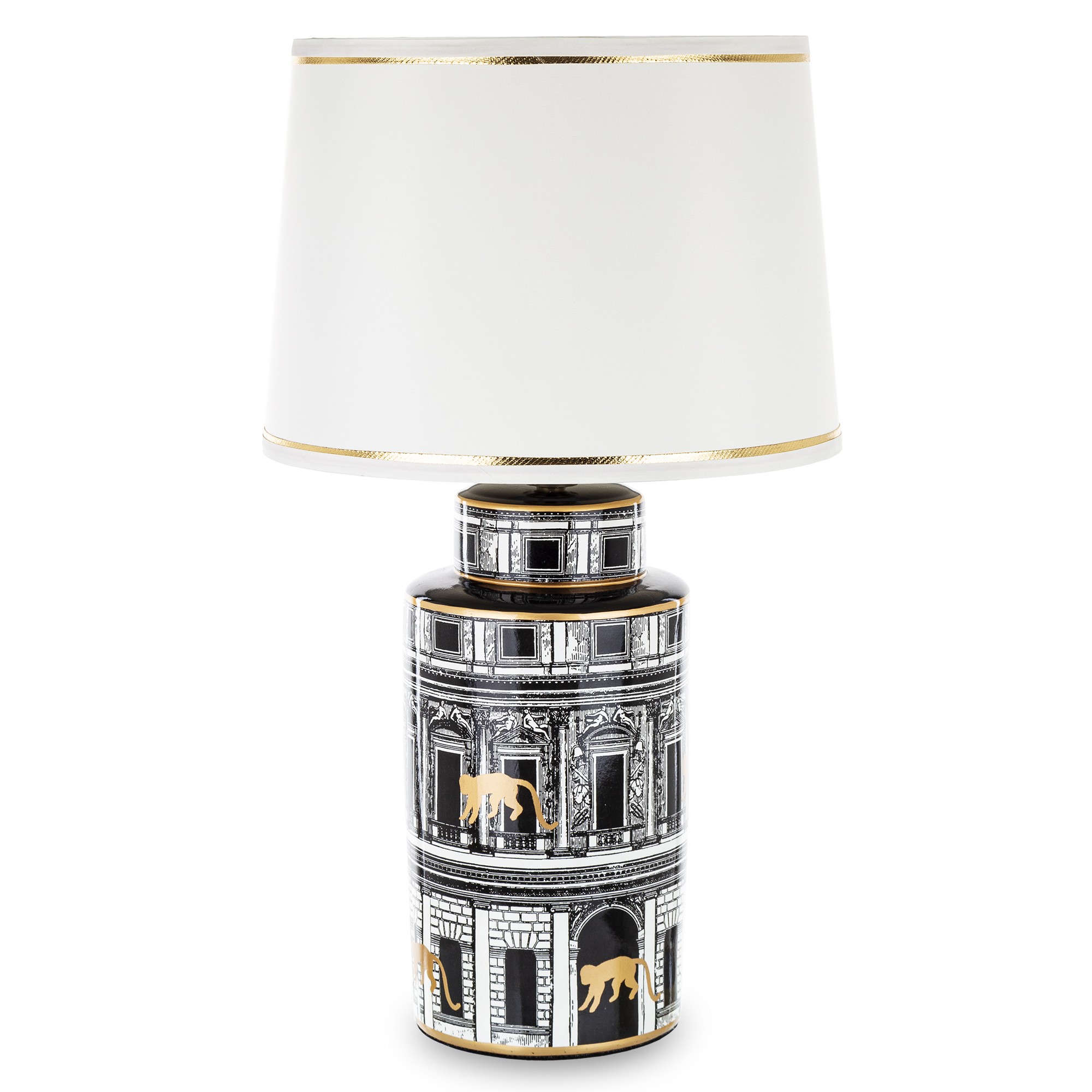 Veľká stolová lampa s závesom, čierne zlaté tienidlo, dekorácia