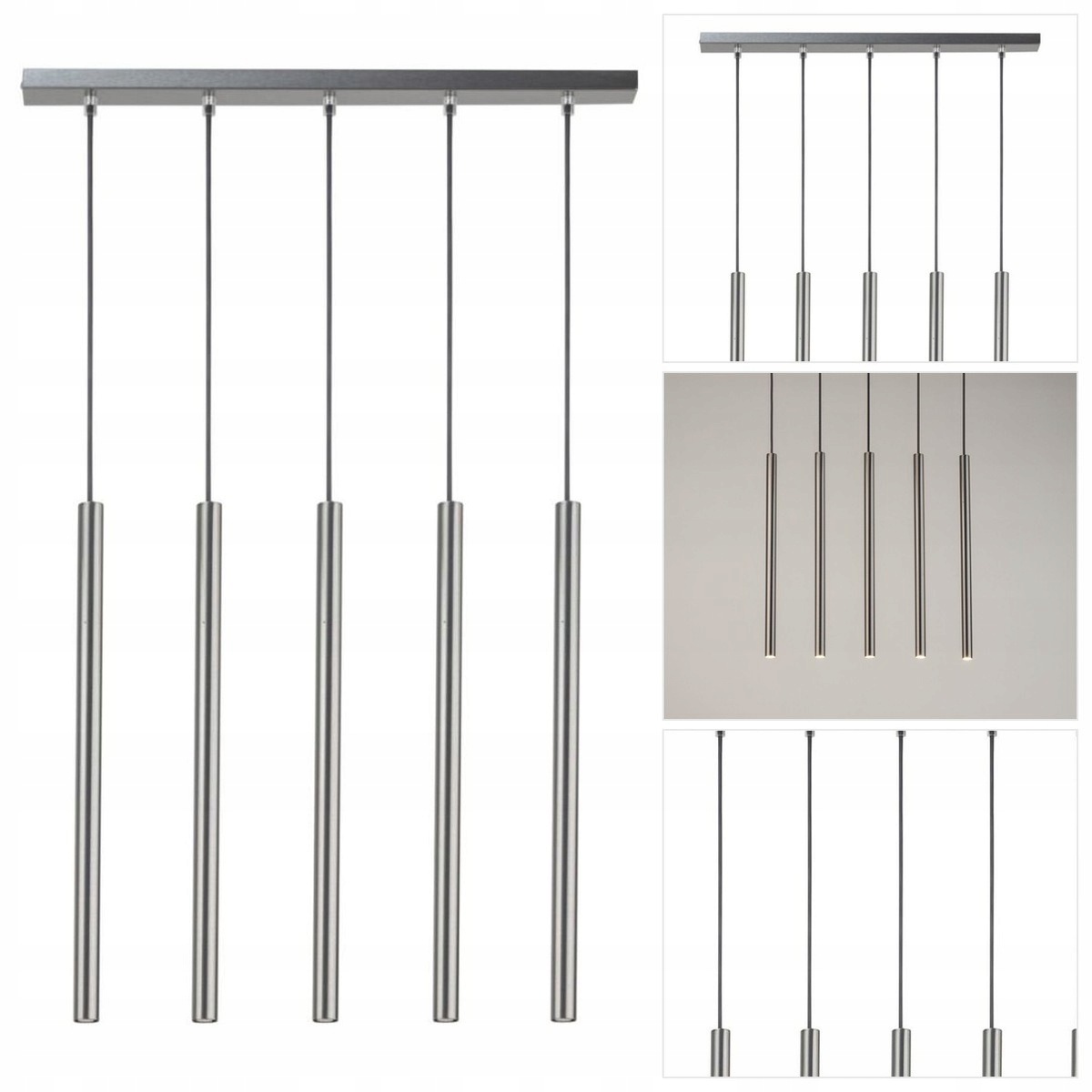 Stříbrná závěsná lampa Sopel 5 zdrojů měkké světlo do kuchyně Sigma Lighting