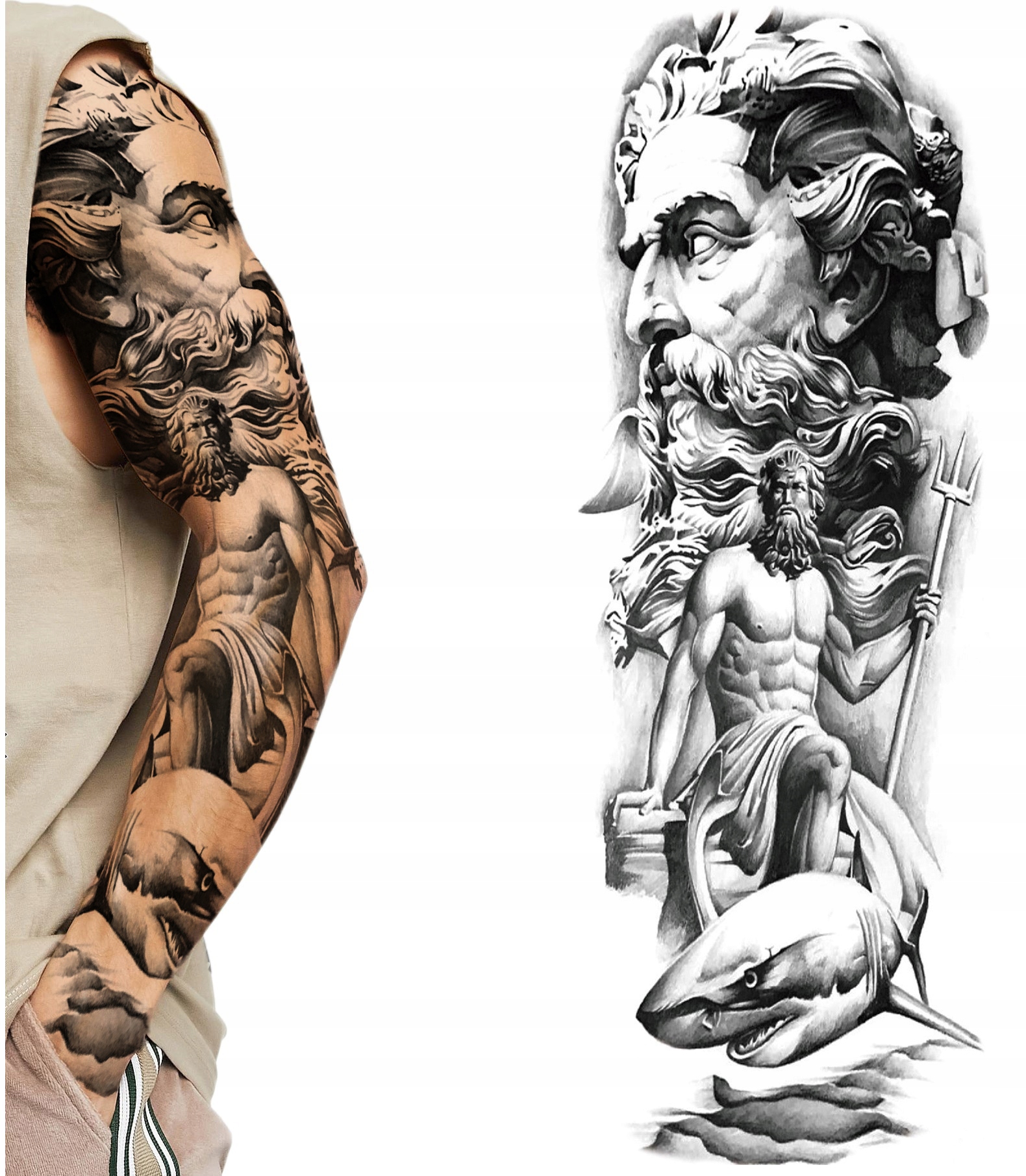 

Tatuaż tymczasowy rękaw trójząb posejdon bóg