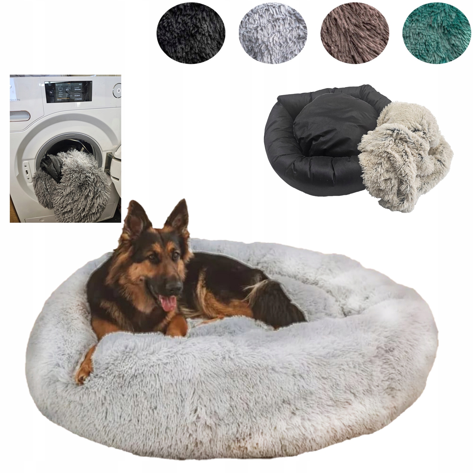 Pelíšek Obláček pro psa a kočku Shaggy 100 Odnímatelný potah Srebne