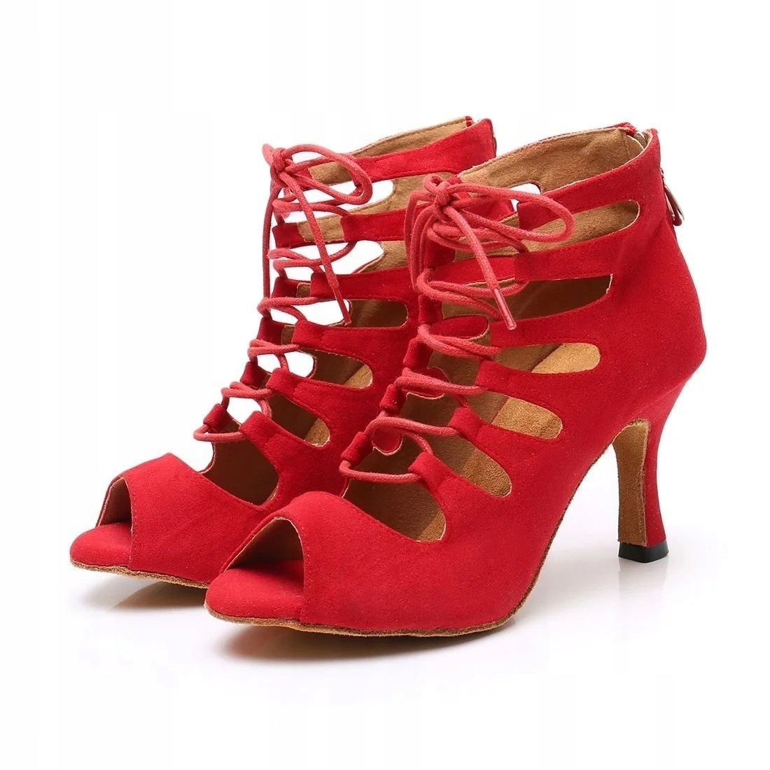 Taneční Boty Šněrovací Červené 8,5 cm