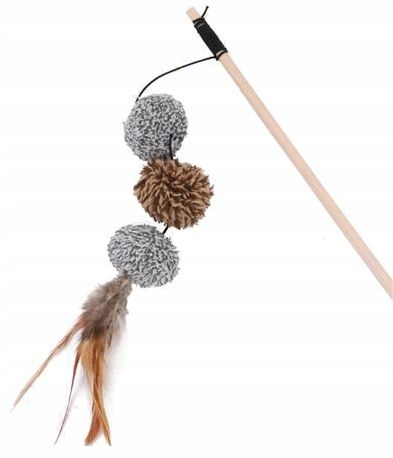 

Zabawka wędka kulki pióra na patyku kijku dla kota