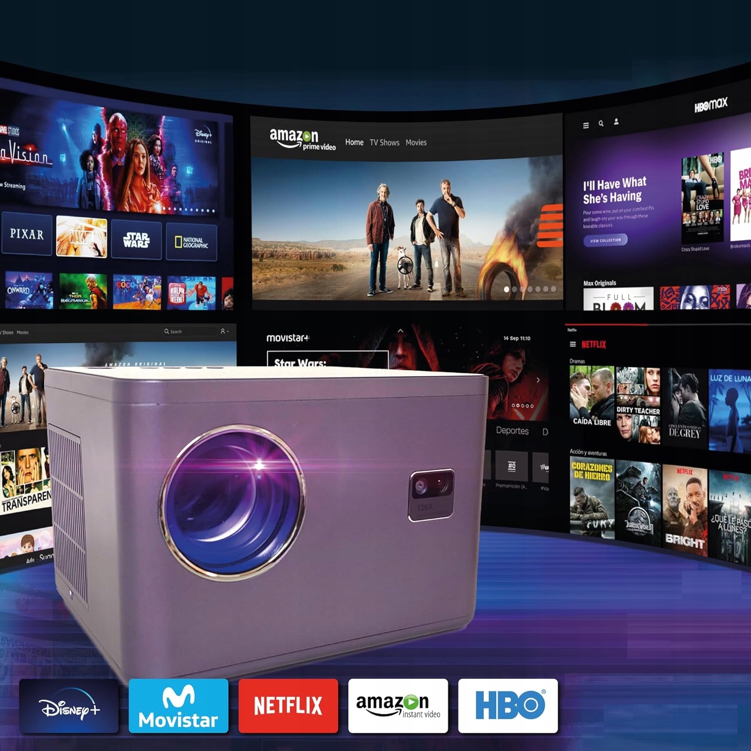 PROJEKTOR RZUTNIK ANDROID SMART TV WIFI FULL HD 650ANSI ZOOM 300" Model Projektor domowy biurowy uniwersalny