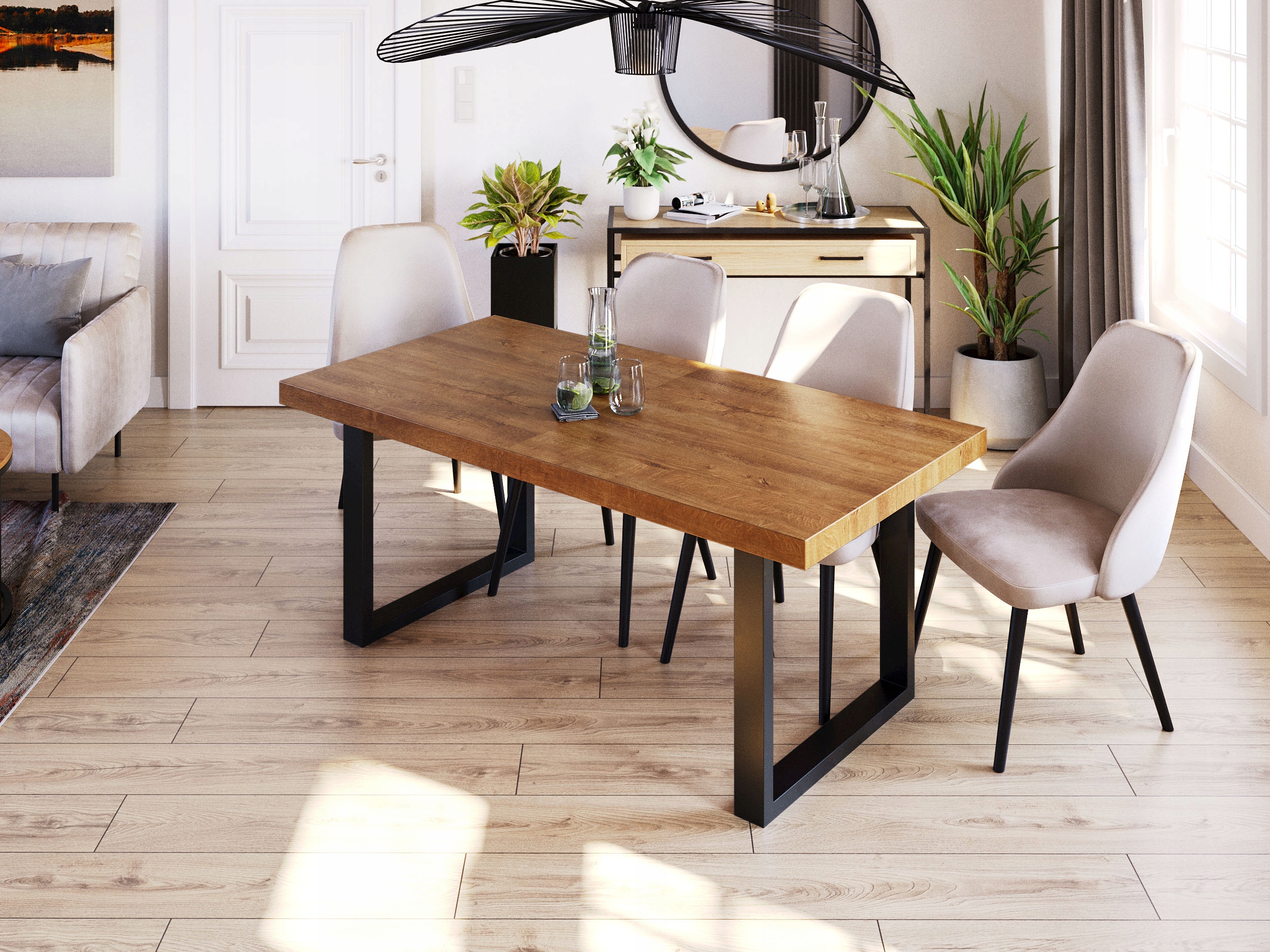 Stół rozkładany loftowy 120/220 METAL Kolor blatu dąb craft