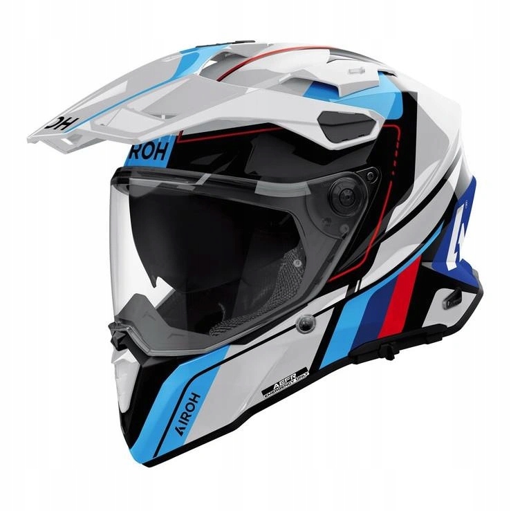 Helma Airoh Commander 2 Skip White Gloss biela modrá červená Darčeky
