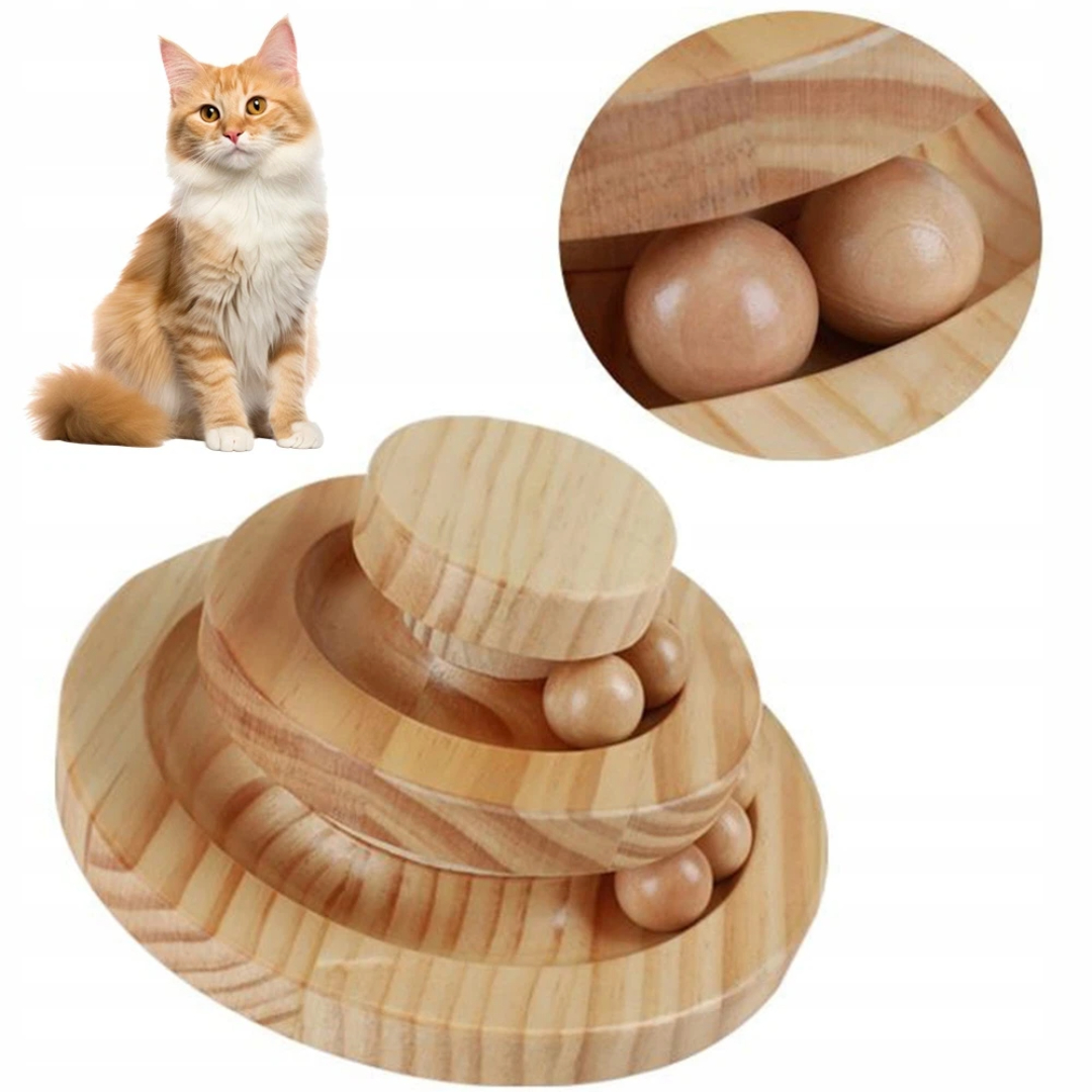 Levně Hračka Pro Kočky 3-ÚROVŇOVÁ Dřevěná S Míčky