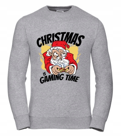 Pánská Mikina Christmas Gaming Time M Šedá Dárek k Vánocům pro něj Chlap