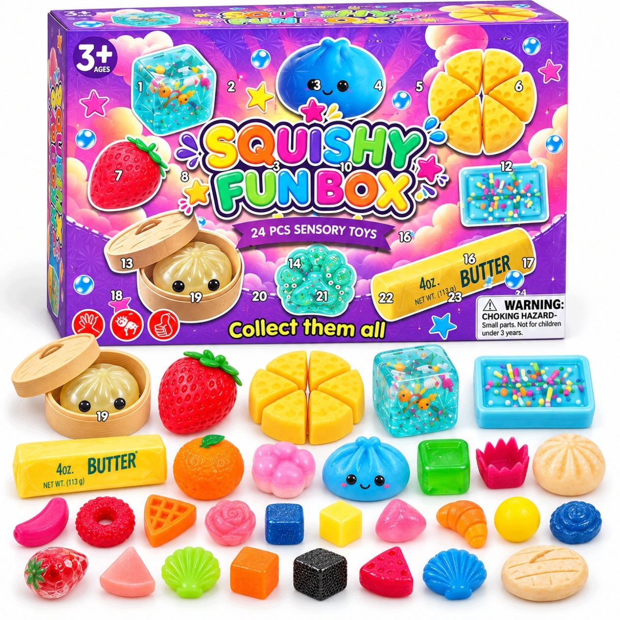Адвент-календарь Senti подвесной, 24 мялки-антистресс Squishy — фото 2