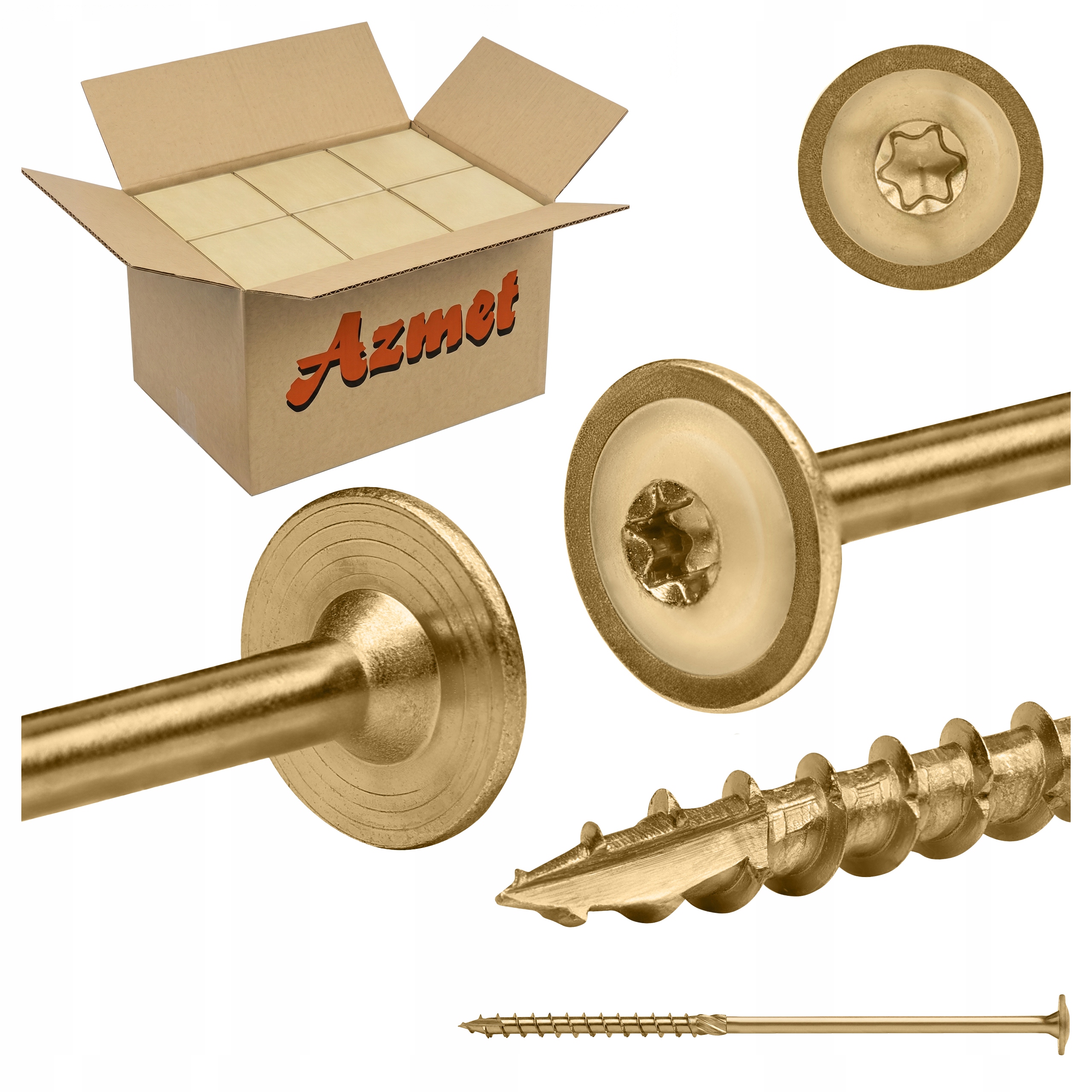Tesárske skrutky 10x220 mm Torx do dreva tanierové 300ks Azmet WCT10220