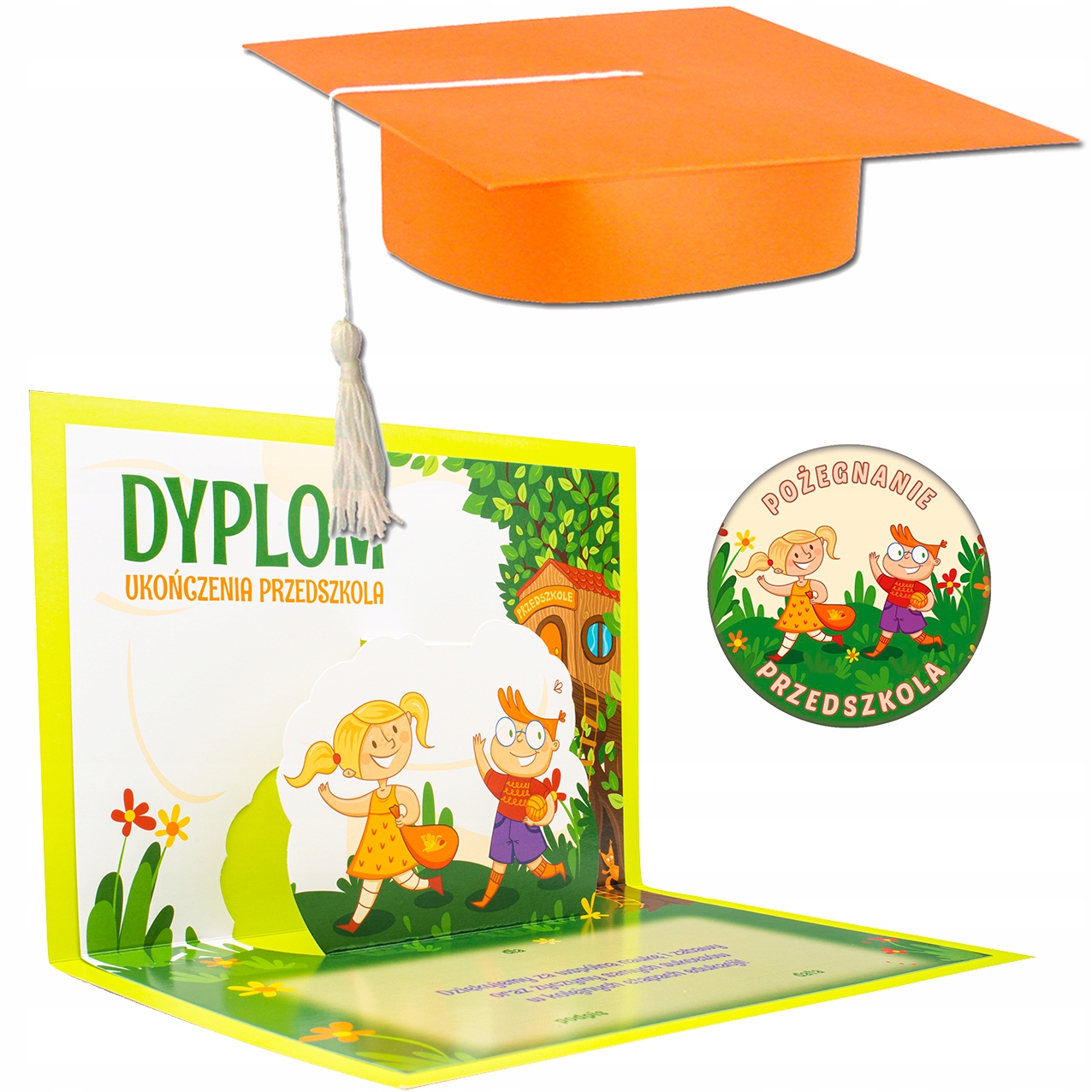 

Biret Dyplom ukończenia przedszkola i Przypinka