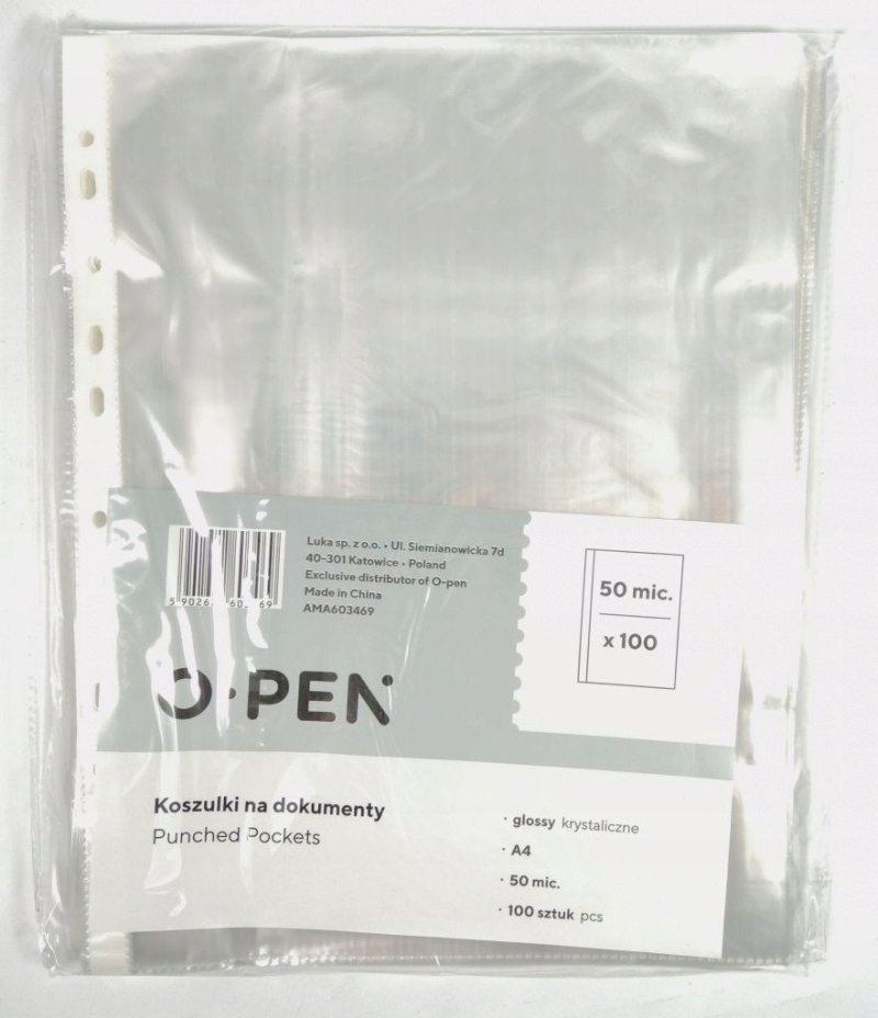 Obwoluta koszulka krystaliczna O-PEN A4 100 szt
