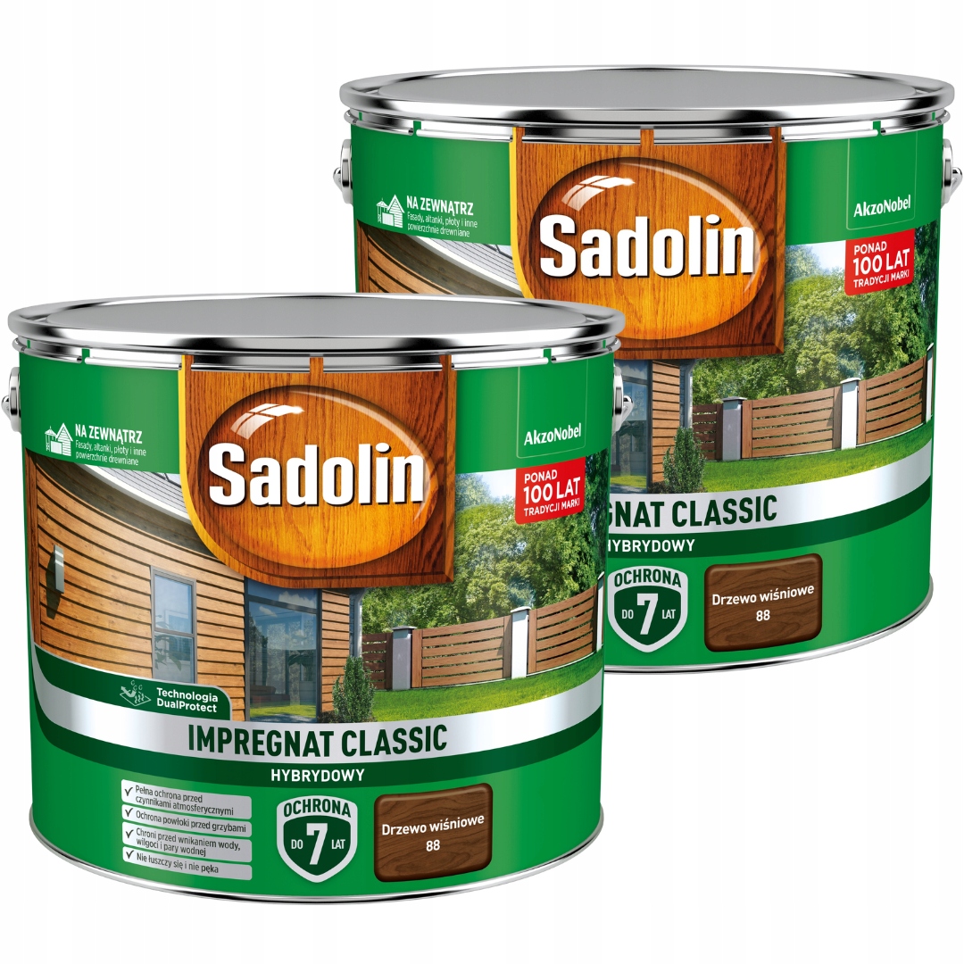Sadolin Klasická Ochranná Impregnace 18 L, Třešňové Dřevo Sada 2X9 L
