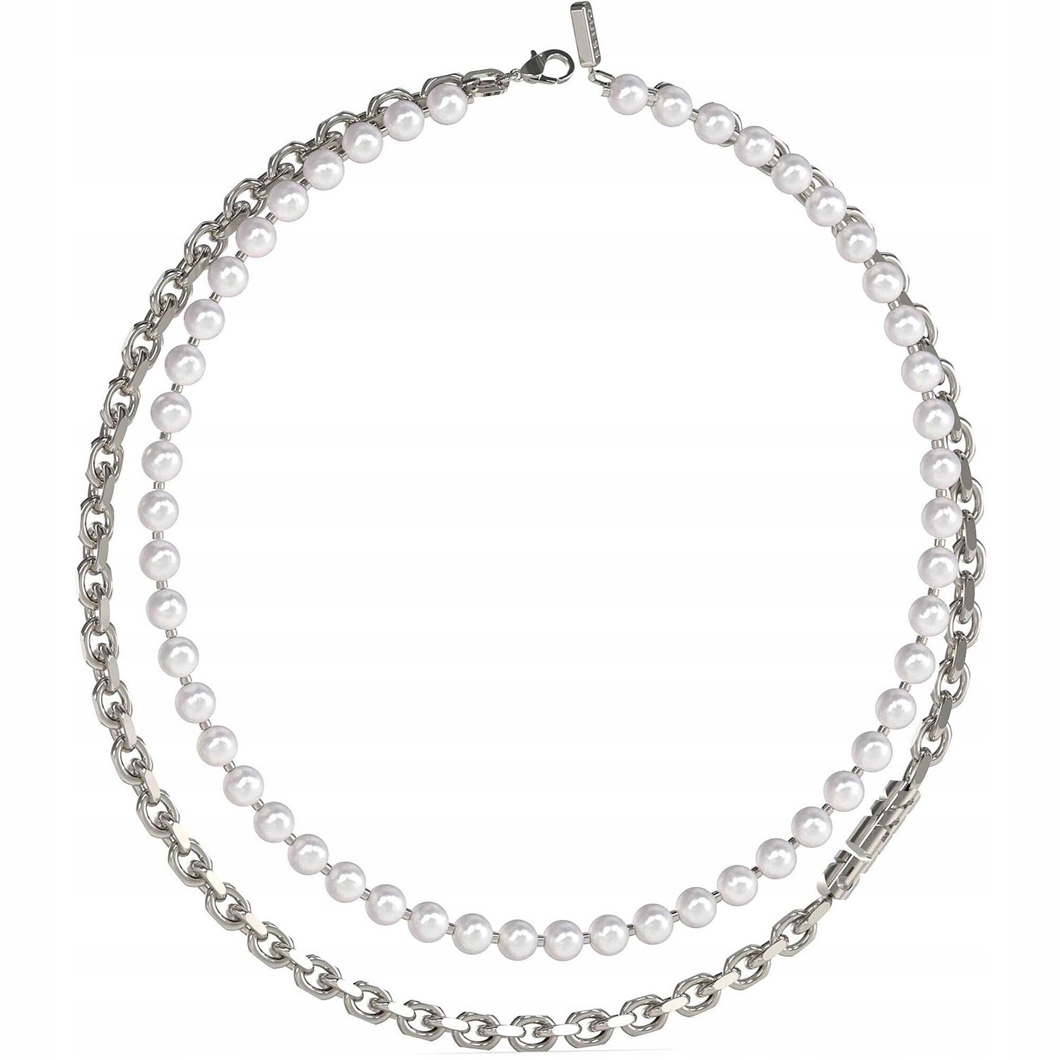 Náhrdelník Guess stříbrný perla 46 cm