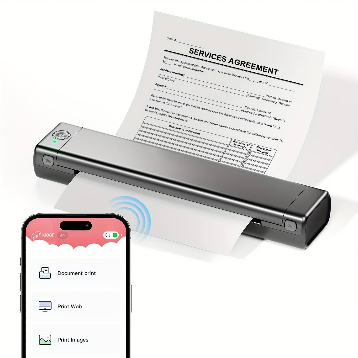 Itari M08F Portable Wireless Printer, 8.5'' X 11'' US Letter Mobile