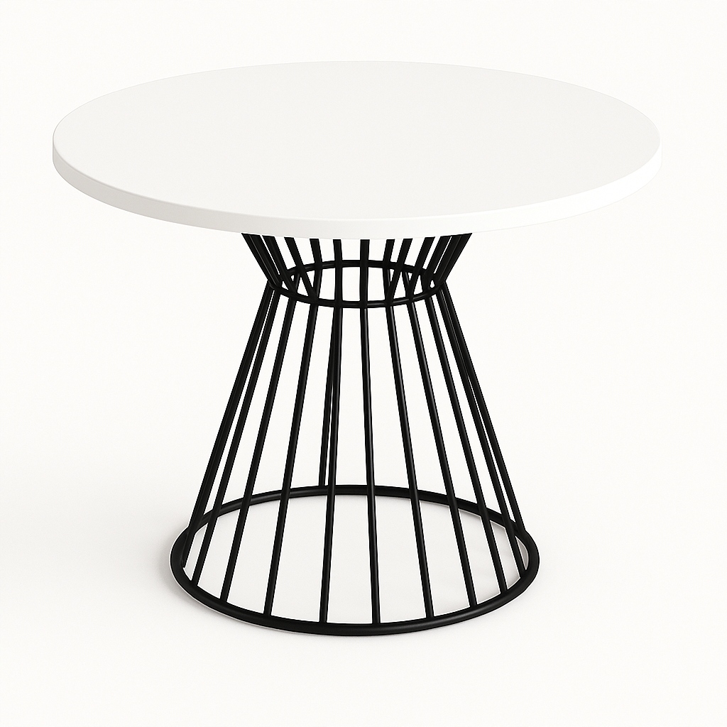 Moderní stůl do obývacího pokoje Bílý, černobílý stůl do obývacího pokoje 90 cm Loftový