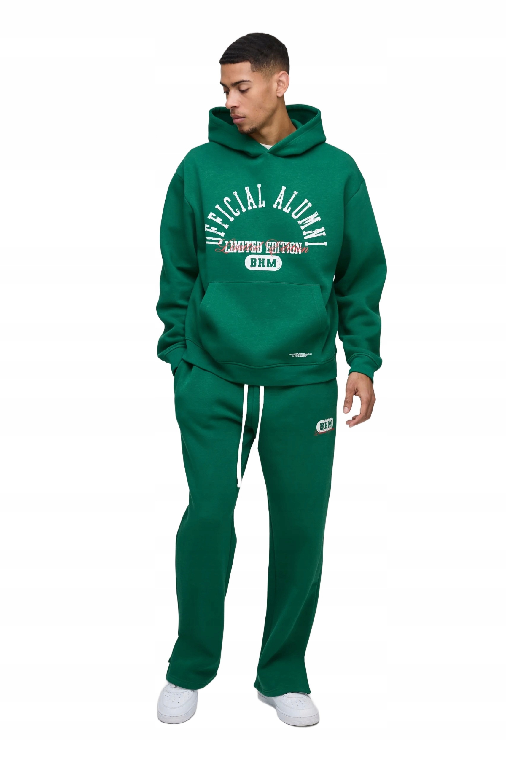 Boohooman Zelený Teplákovka Pánský S Kapucí A Nápisy Komplet Xs Z3A