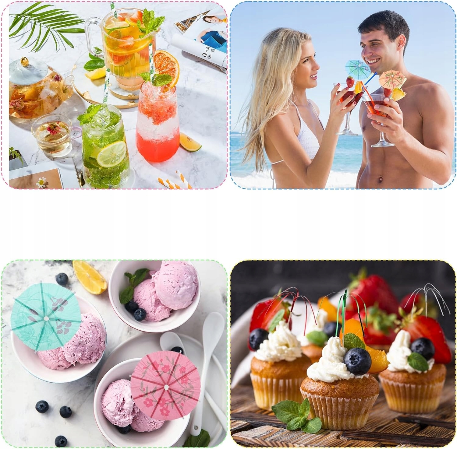 PAPIEROWE PARASOLKI DO DRINKÓW KOLOROWE KWIATY HAWAJSKIE SŁOMKI 150 szt Stan opakowania oryginalne