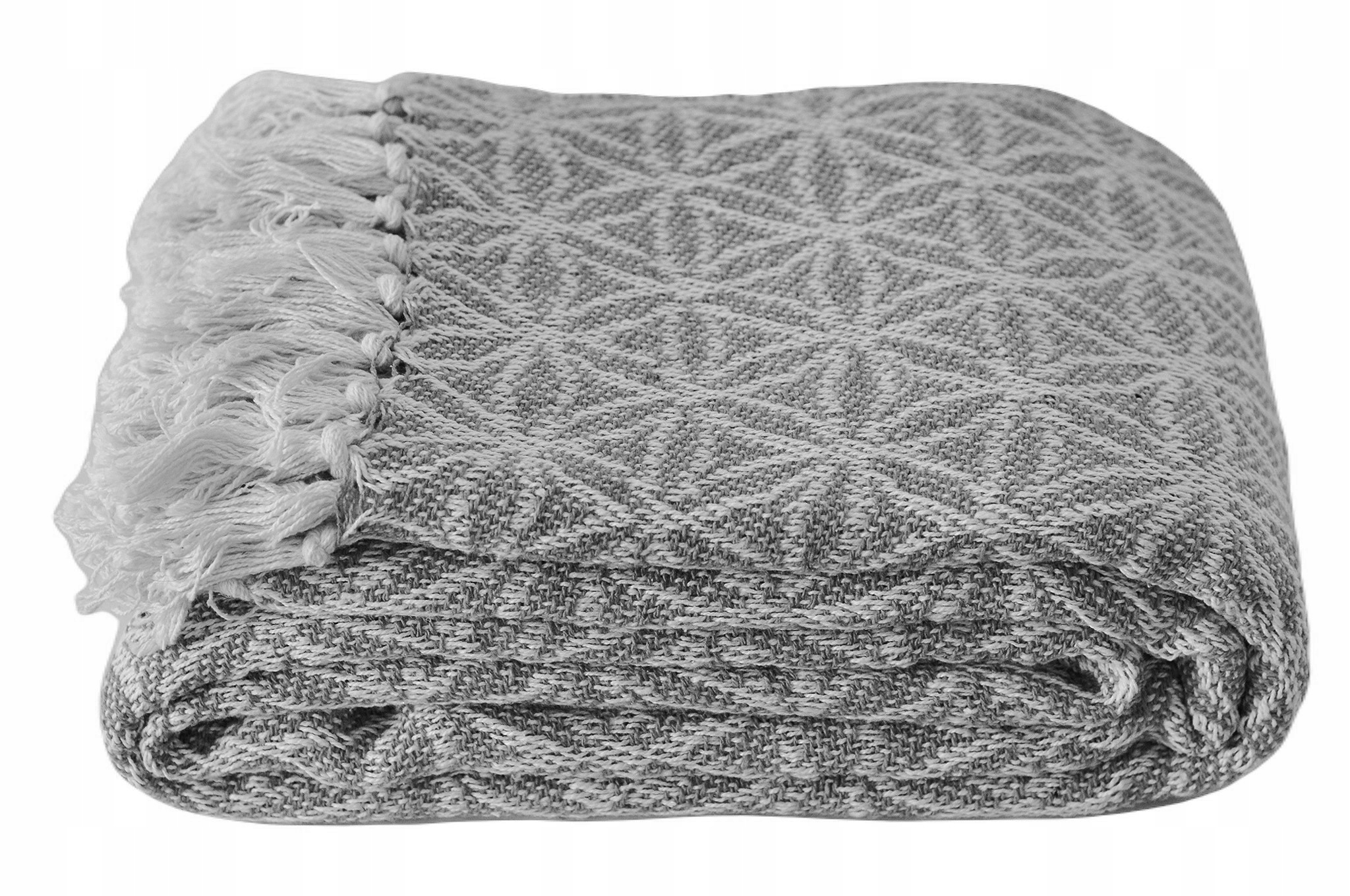 

Narzuta skandynawska 200x200 boho bawełna szara