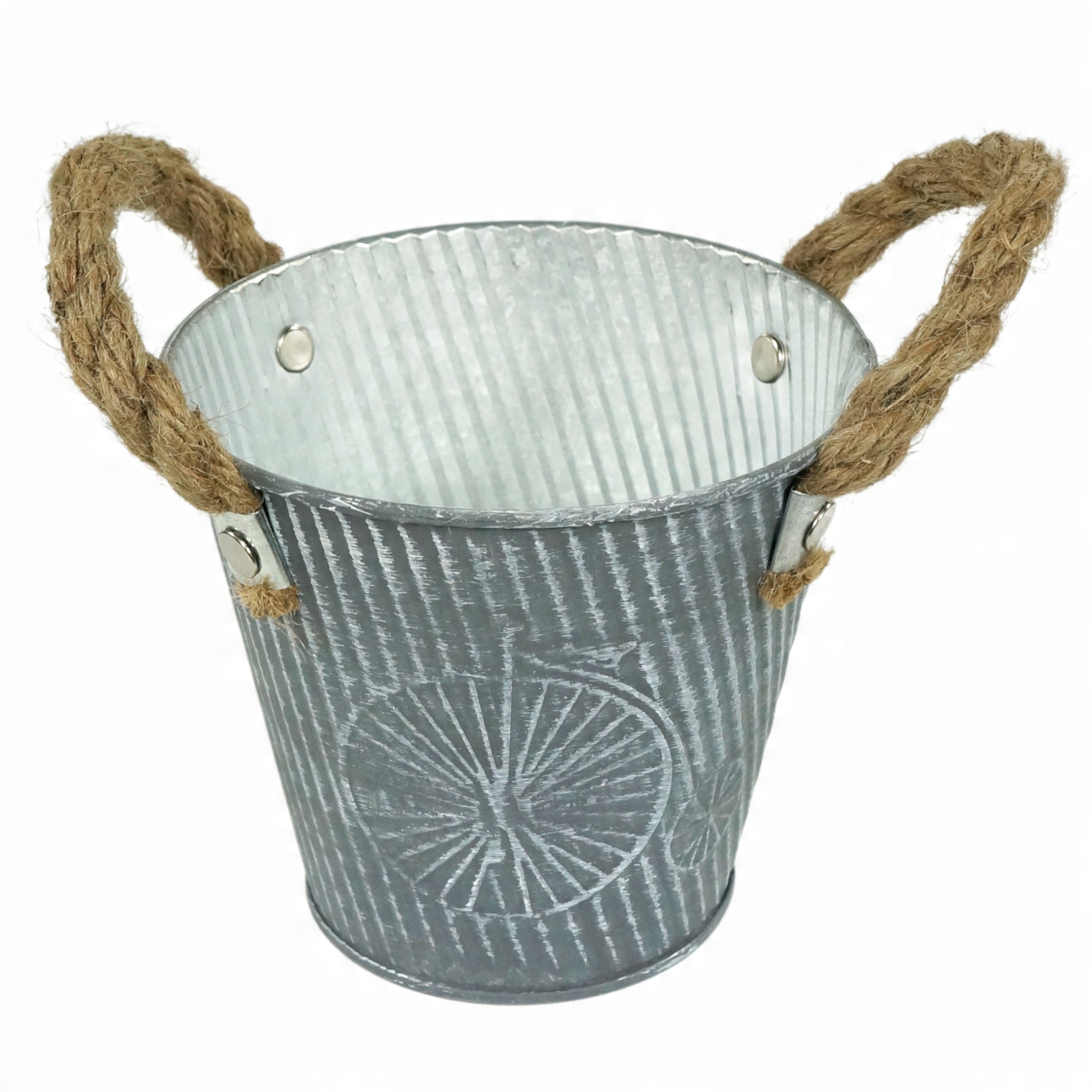 

Metalowa osłonka doniczka 12cm rustykalna +uchwyty