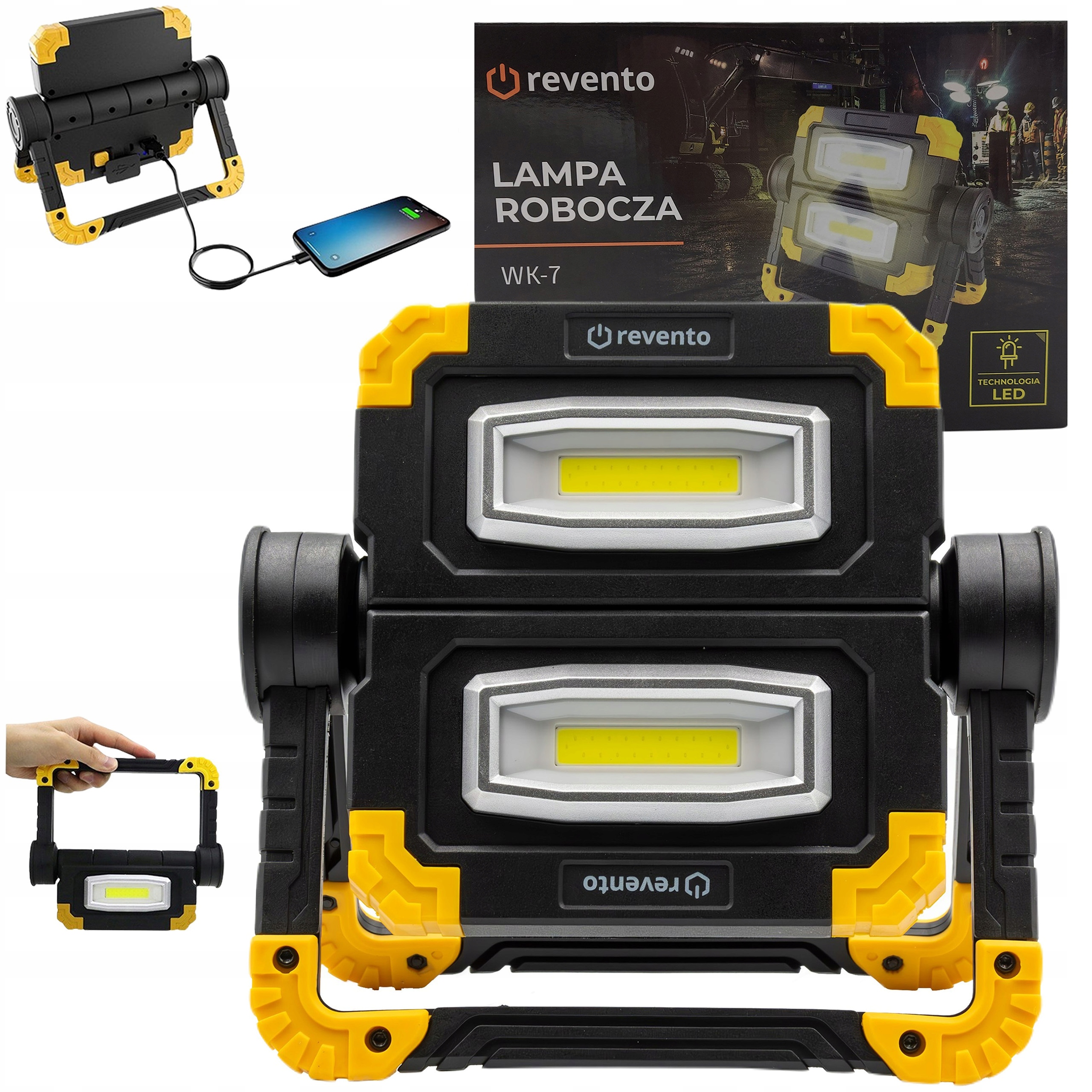 HALOGEN LED LAMPA WARSZTATOWA ROBOCZA AKUMULATOROWA NAŚWIETLACZ PRZENOŚNY