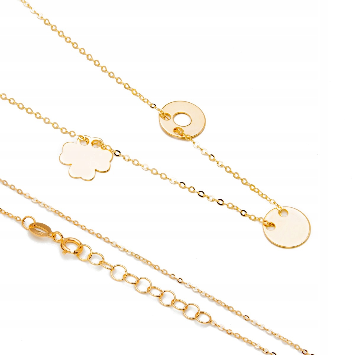 Zlatý náhrdelník 585 kruh jetel kruh ankr