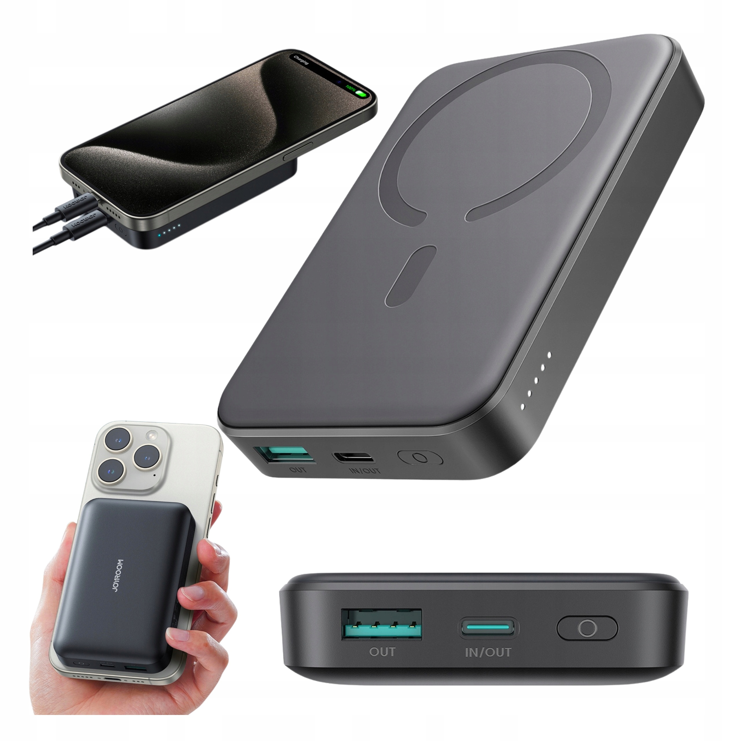 Powerbank 10000 mAh Power Bank Indukcyjny 20W Magsafe Kabel Usb-c 0.25m