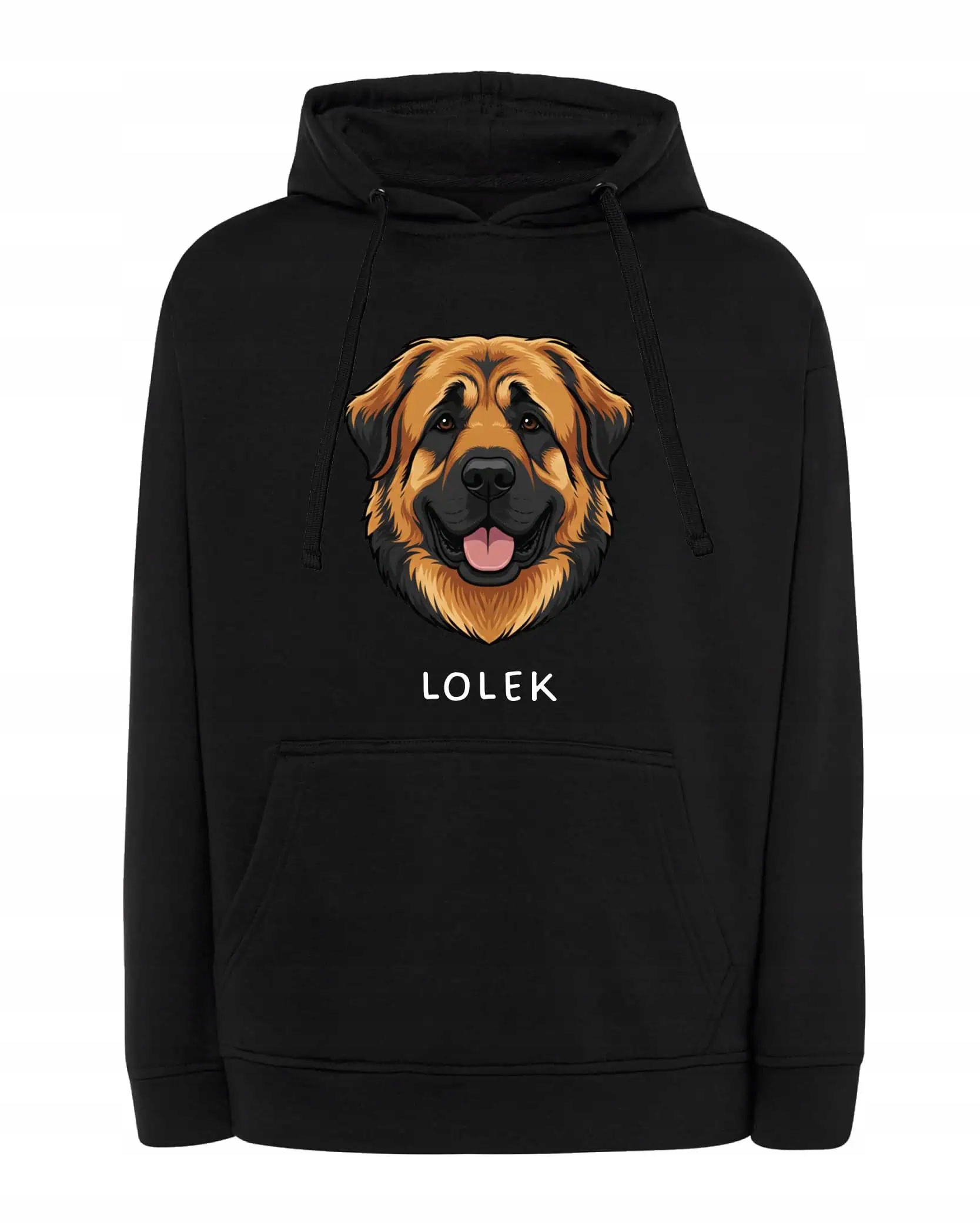 Mikina s kapucí Leonberger Personalizovaná Pupil Pes Černá XL
