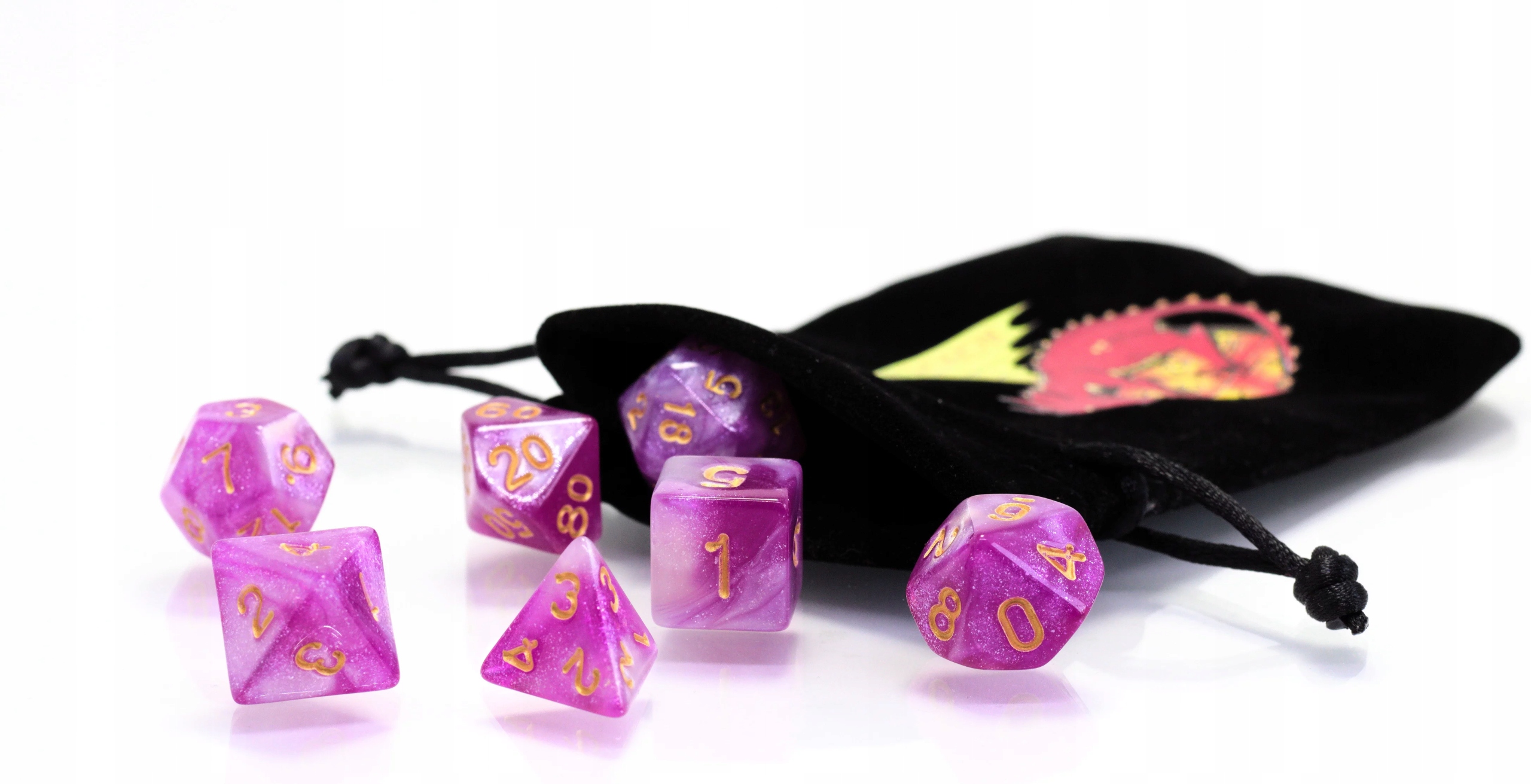 KOSTKI RPG BROKATOWE MORZE ZESTAW 7 KOŚCI KOSTEK Liczba ścian 4 6 8 10 12 20