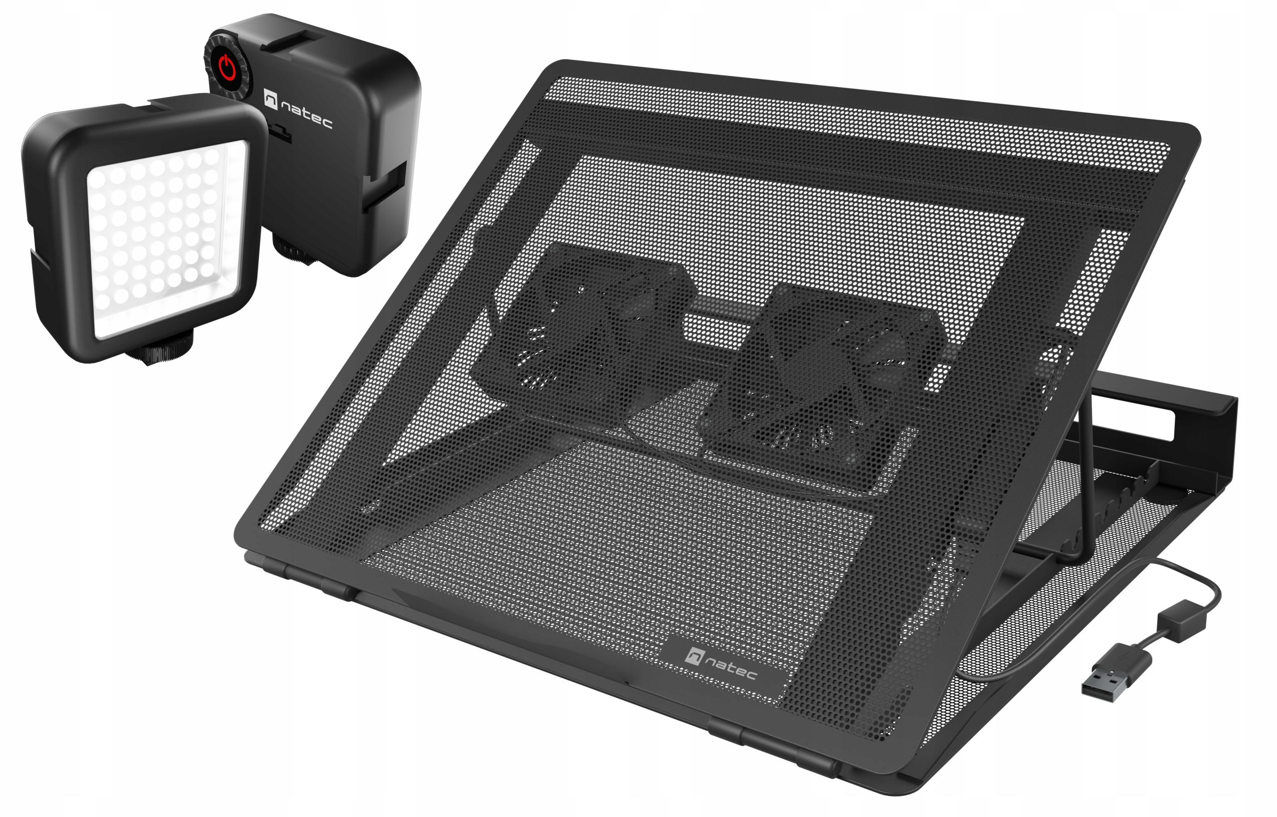 Podstawka chłodząca pod laptop Natec Tern 2 Plus 17.3" +Lampa latarka Led