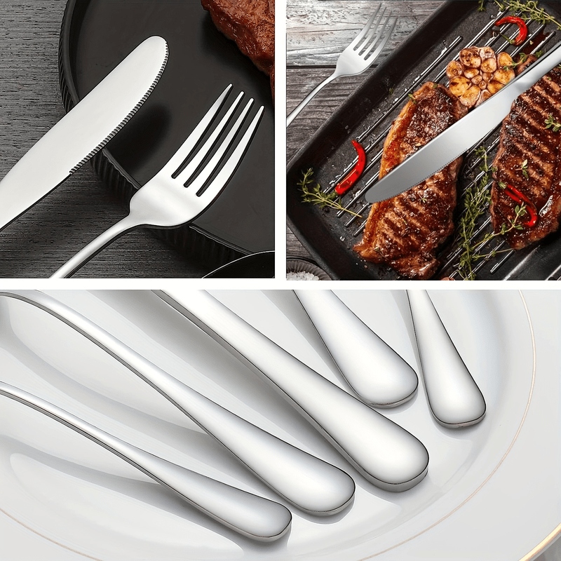 ZESTAW SZTUĆCÓW SREBRNE SZTUĆCE NIERDZEWNE NA 6 OSÓB ZESTAW 24 ELEMENTY Liczba osób 6