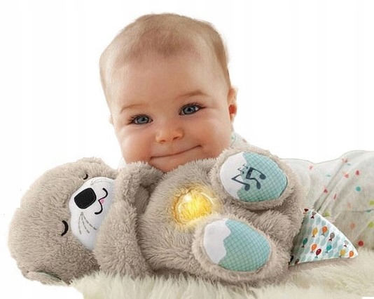 INTERAKTYWNA WYDRA PRZYTULANKA ODDYCHAJĄCA USYPIANKA DLA NOWORODKA DŹWIĘK