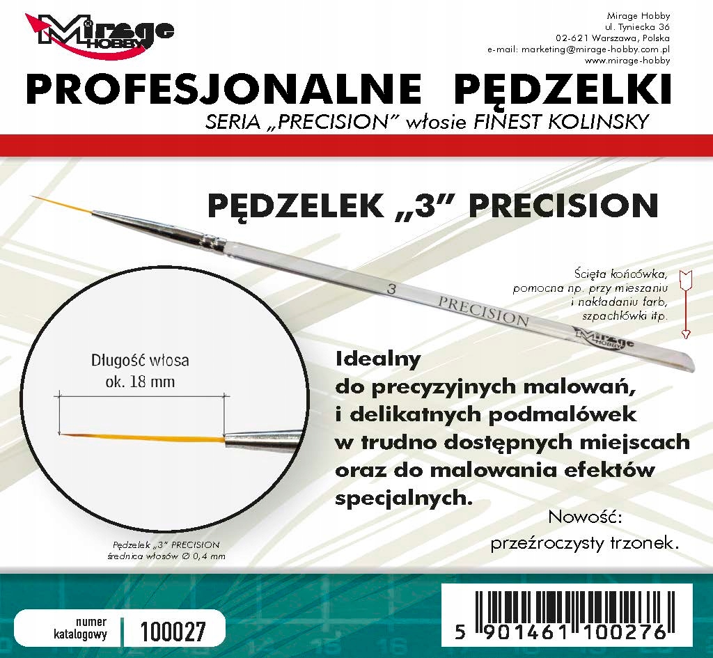 

Pędzel Mirage 100027 Precision Kolinsky nr3 finest